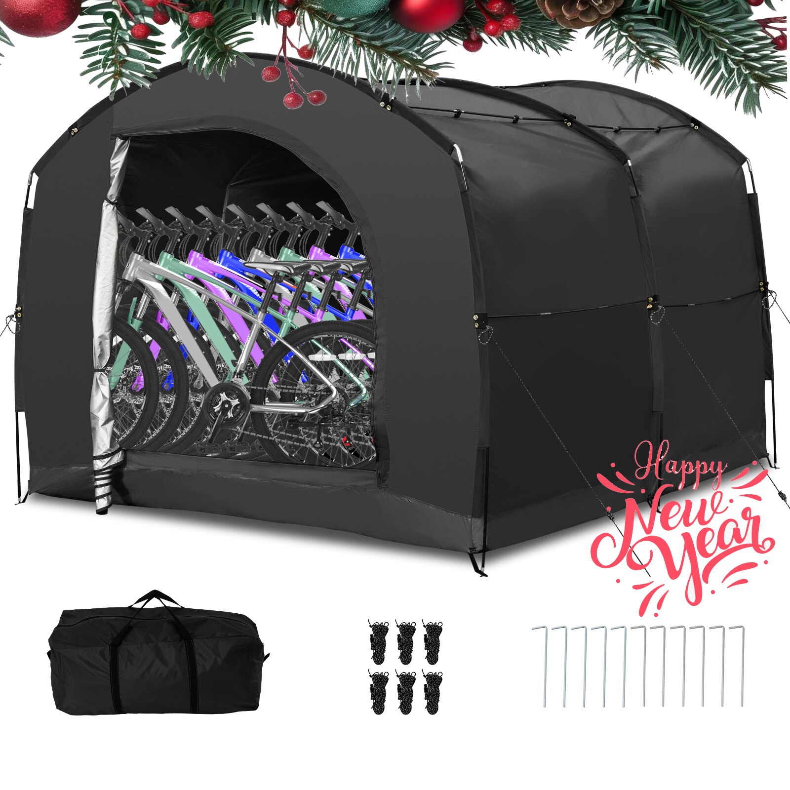 Esazn SOZXCPJ-SDZP-L-BK 7.2-ft x 7.8-ft Canopy Storage Shelter