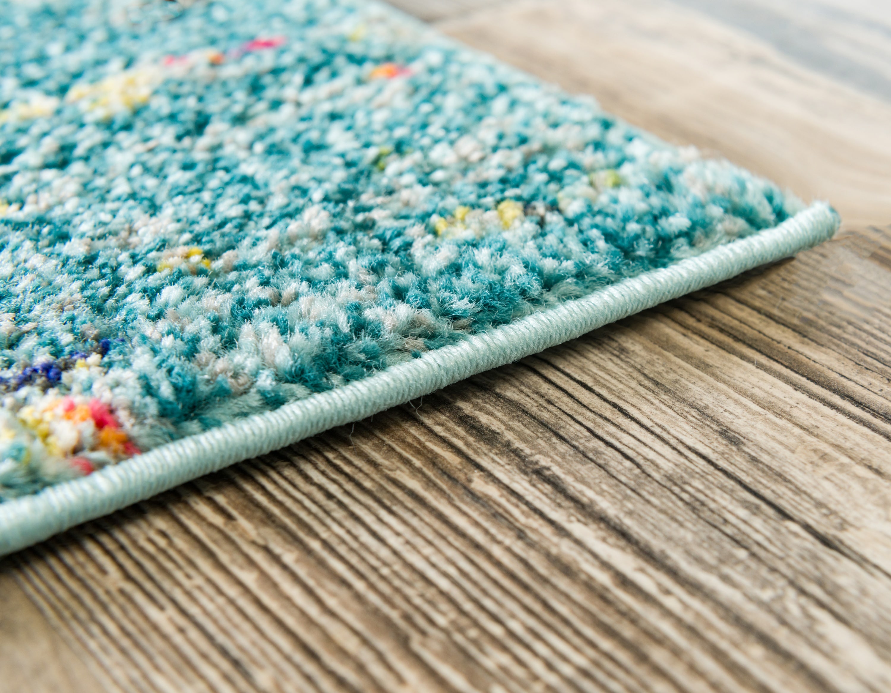 Reversible Abstract Blue Synthetic 8' x 10' Easy-Care Area Rug