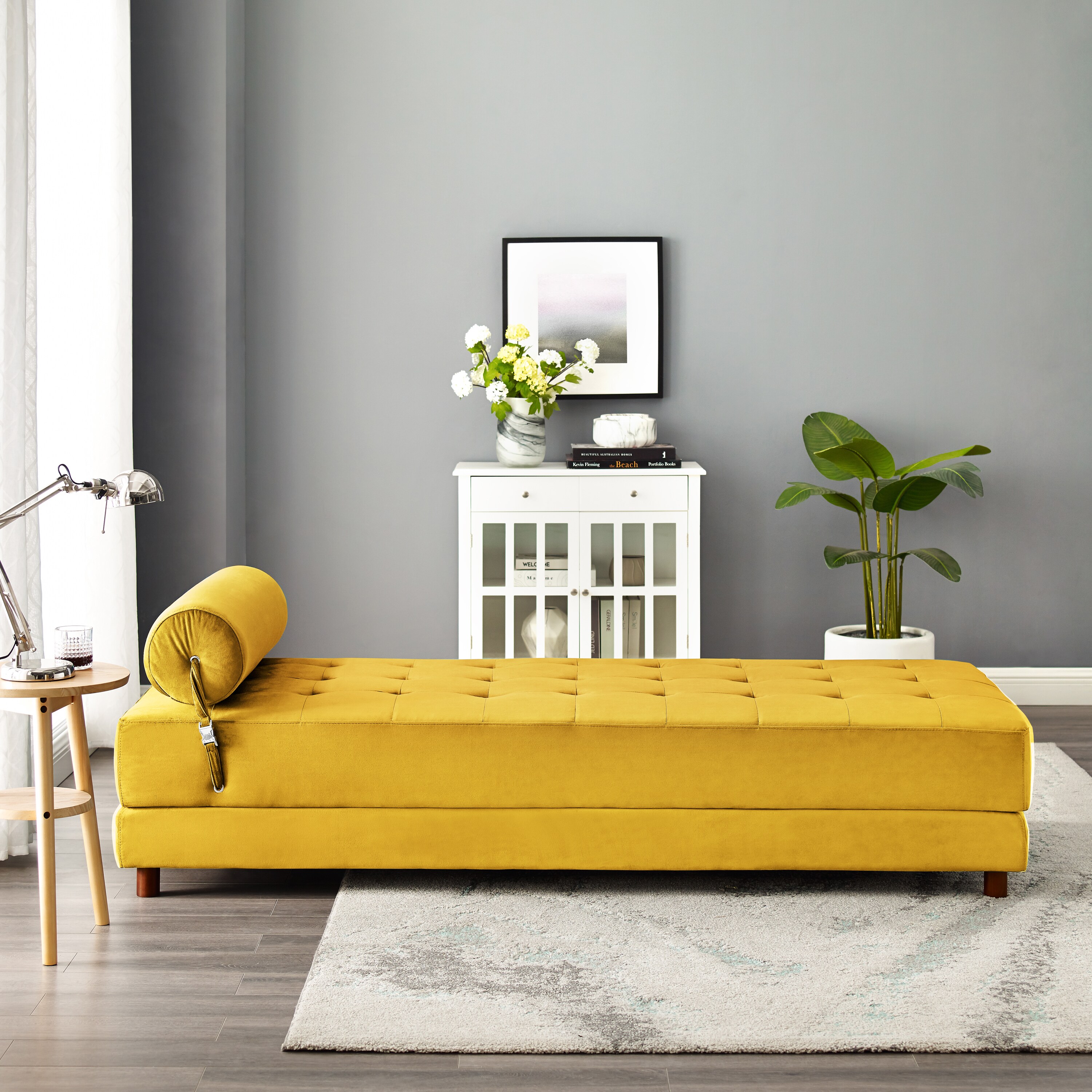 yellow futon bed