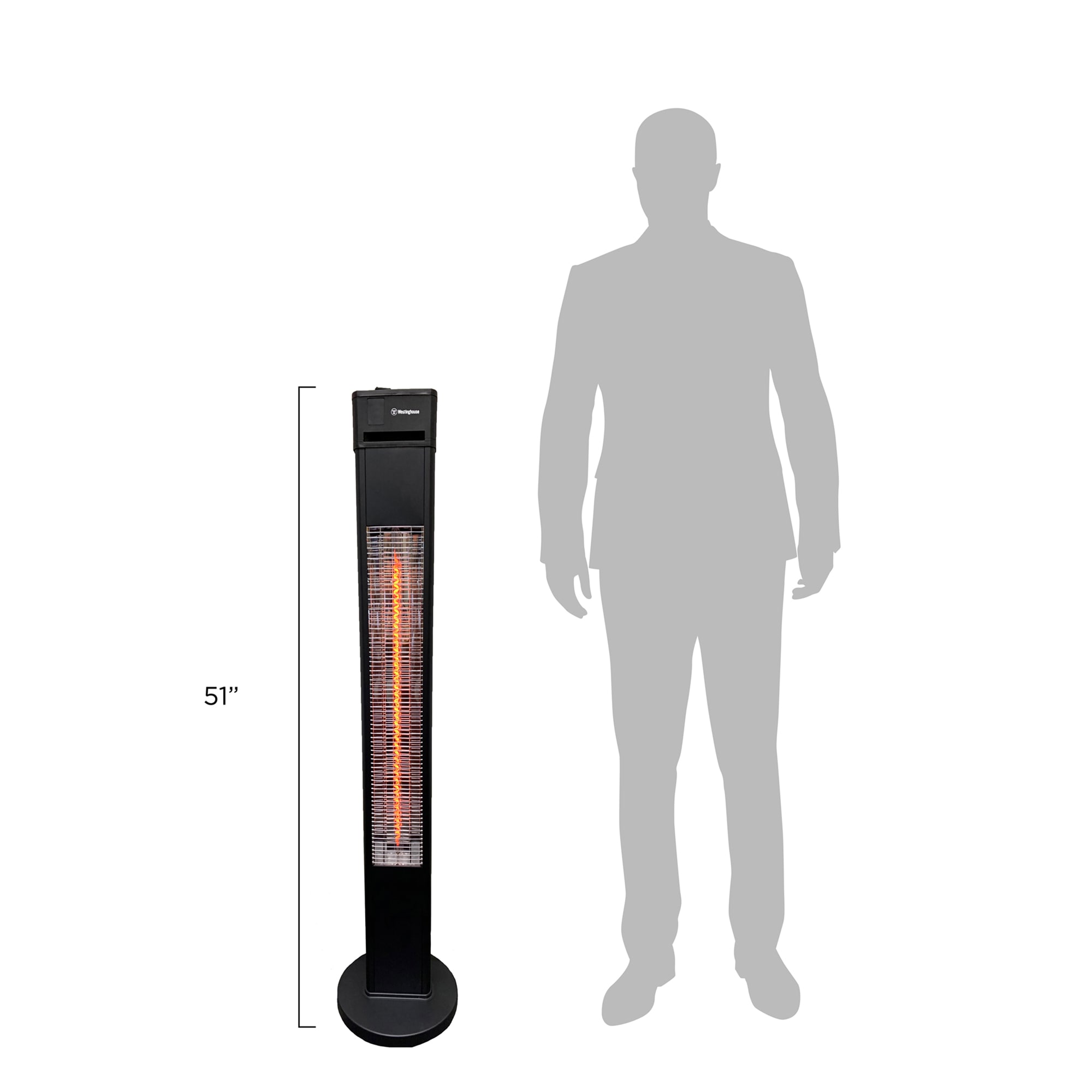 Black Freestanding Infrared Electric Outdoor Heater with Emergency Shut Off
