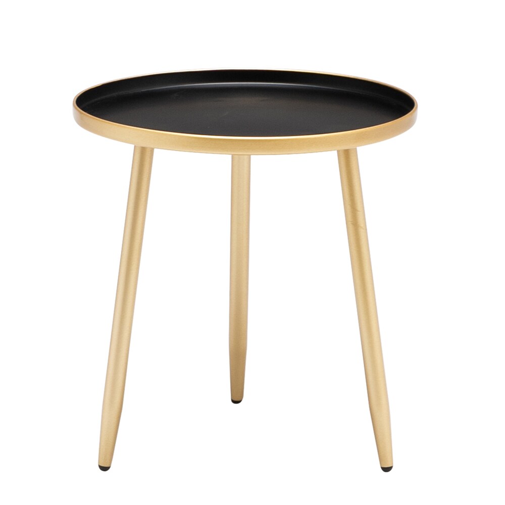 Winado 303031703200 16.38-in W x 17.16-in H Black Metal Round Modern End Table Assembly Required