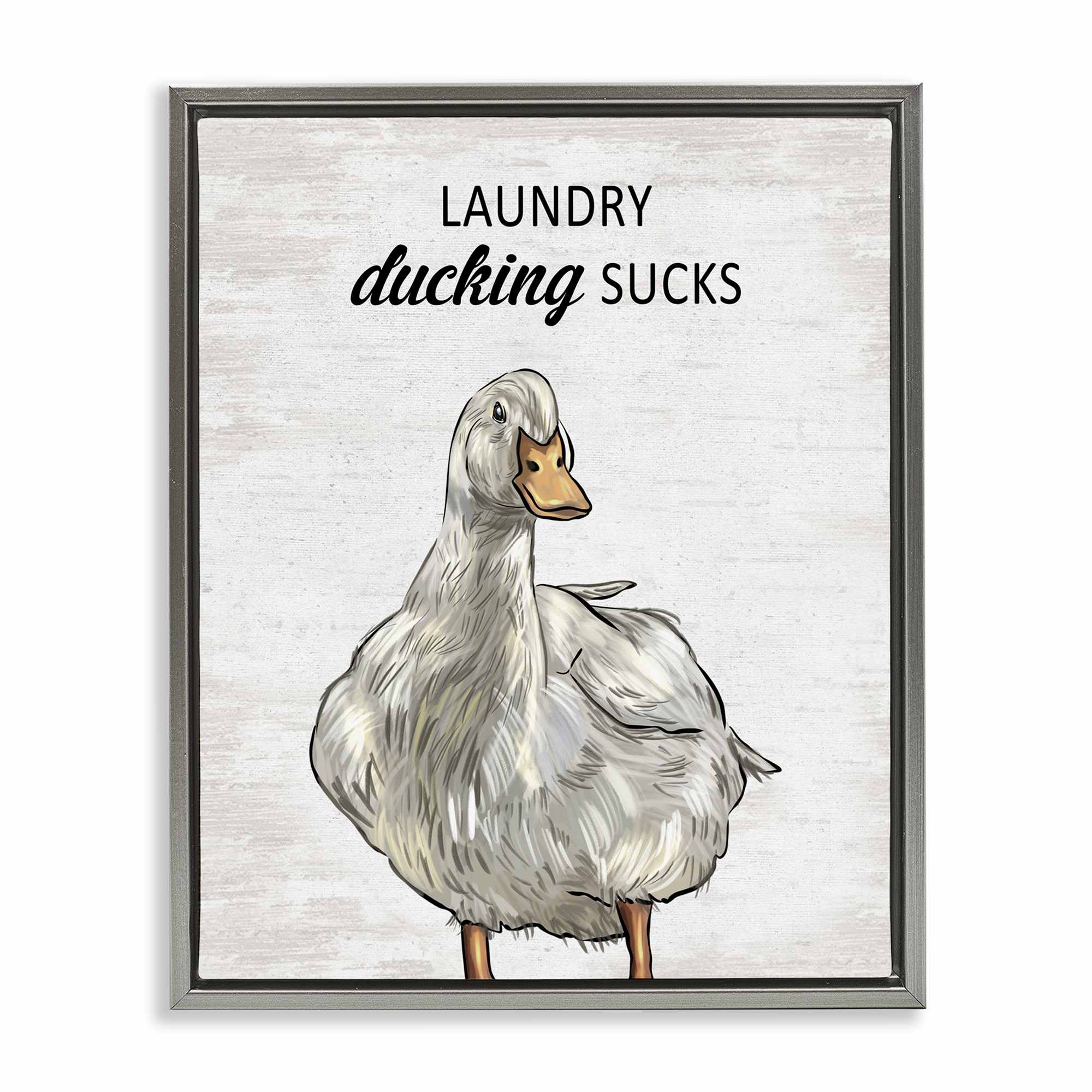 Stupell Industries BS-884-FFL-24X30 Sassy Laundry Duck Gray Framed Floater Canvas Wall Art By Lettered and Lined 25 x 31