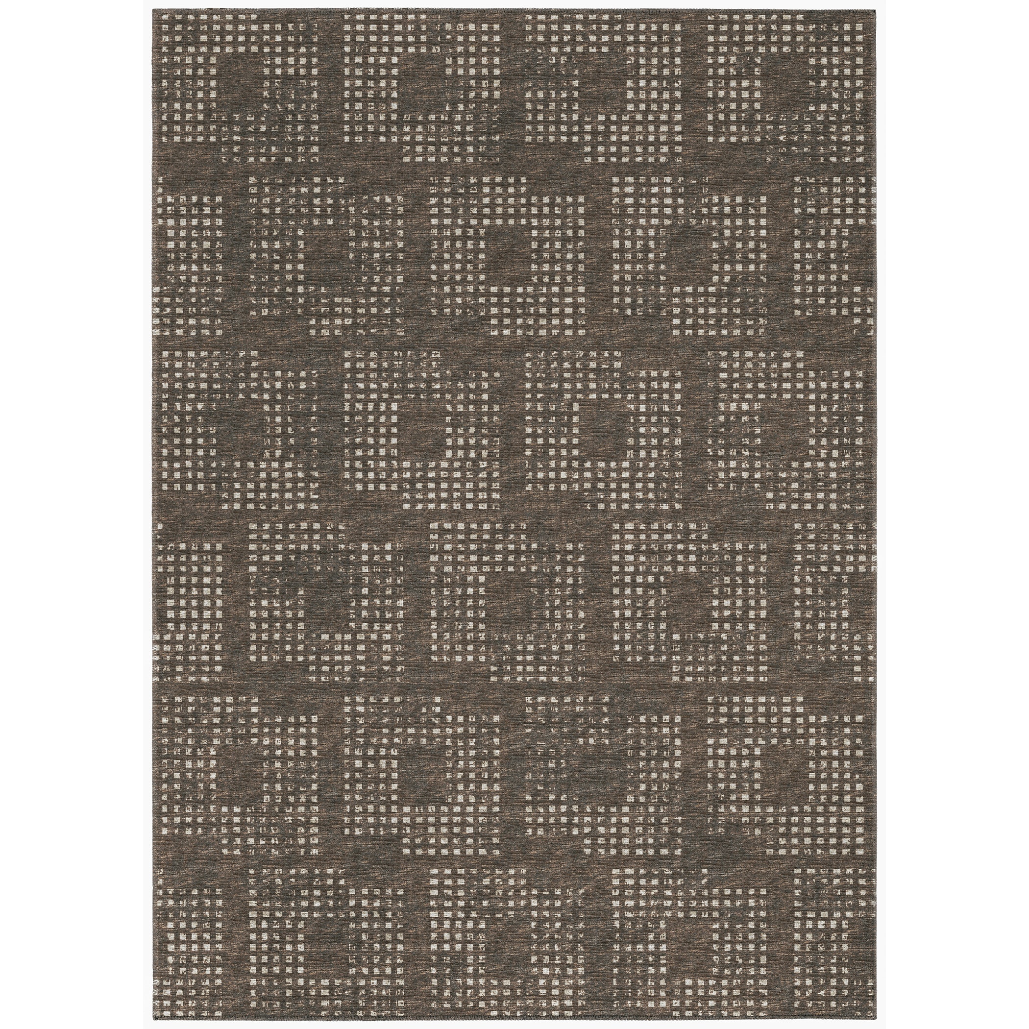 Brown Geometric Chenille 9' x 12' Washable Area Rug