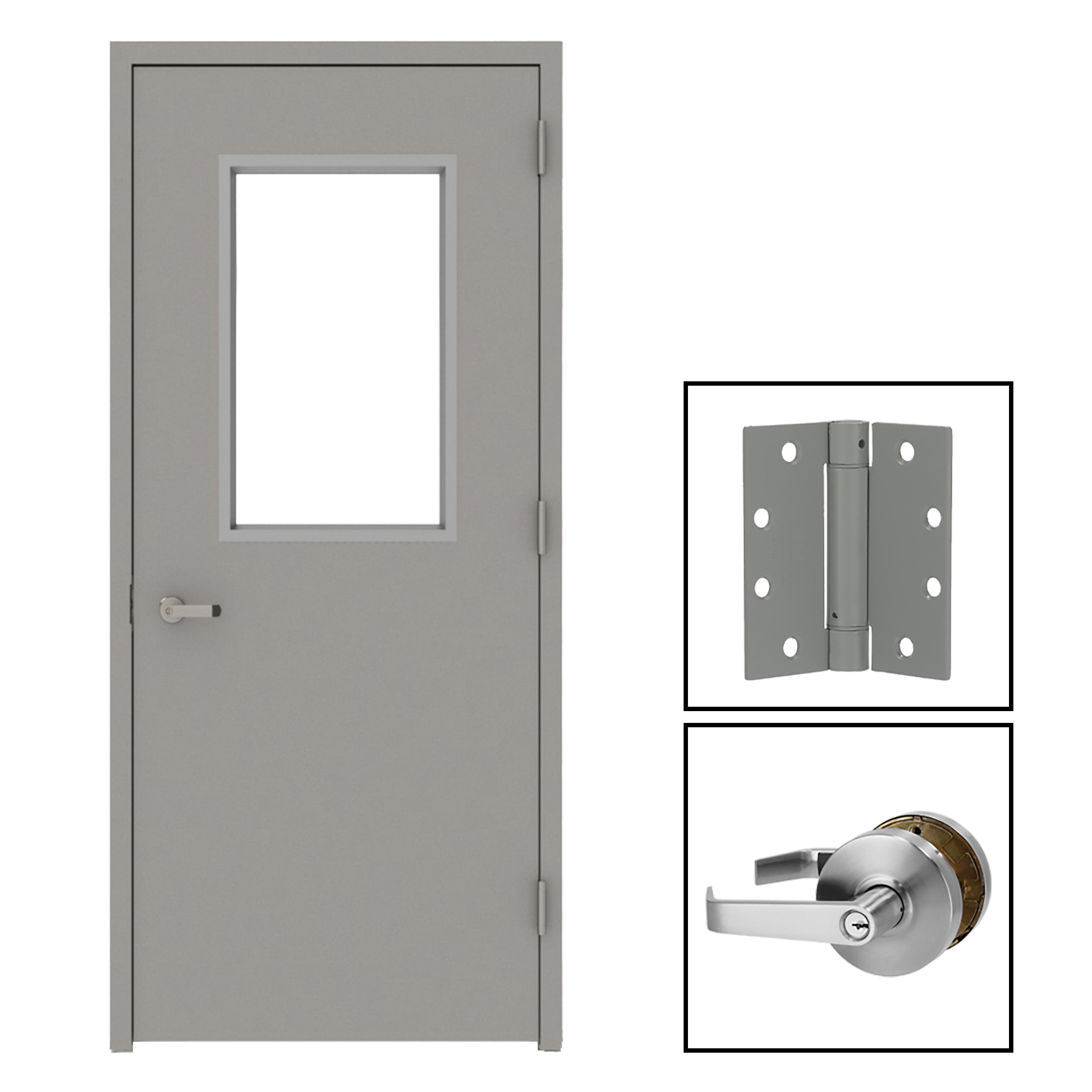 L.I.F Industries Knock-Down Fire Rated Inswing/Outswing Flush Steel Universal Reversible Hollow Core Front Door