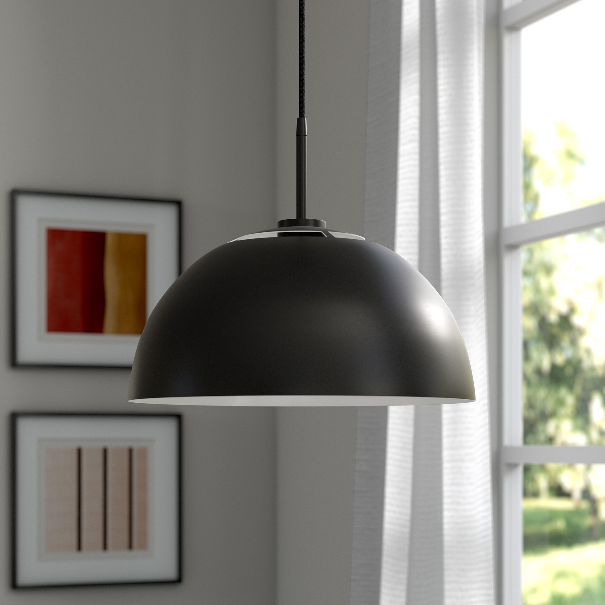 Hailey Home PD1656 Jordyn Matte Black Modern/contemporary Dome Hanging Pendant light