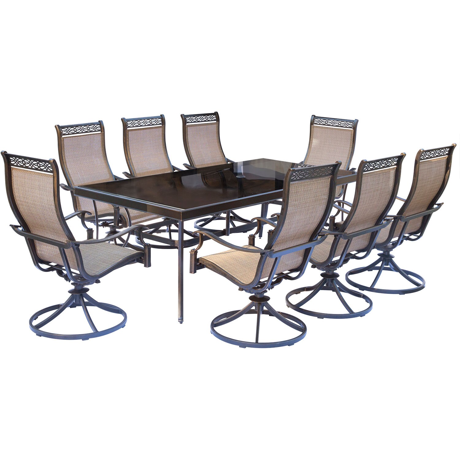 Hanover Monaco 9-Piece Bronze Patio Dining Set with Tan in the Patio ...