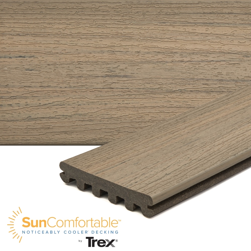 Trex HY010620E2G01 Enhance Naturals 1-in x 6-in x 20-ft Honey Grove Grooved Composite Deck board