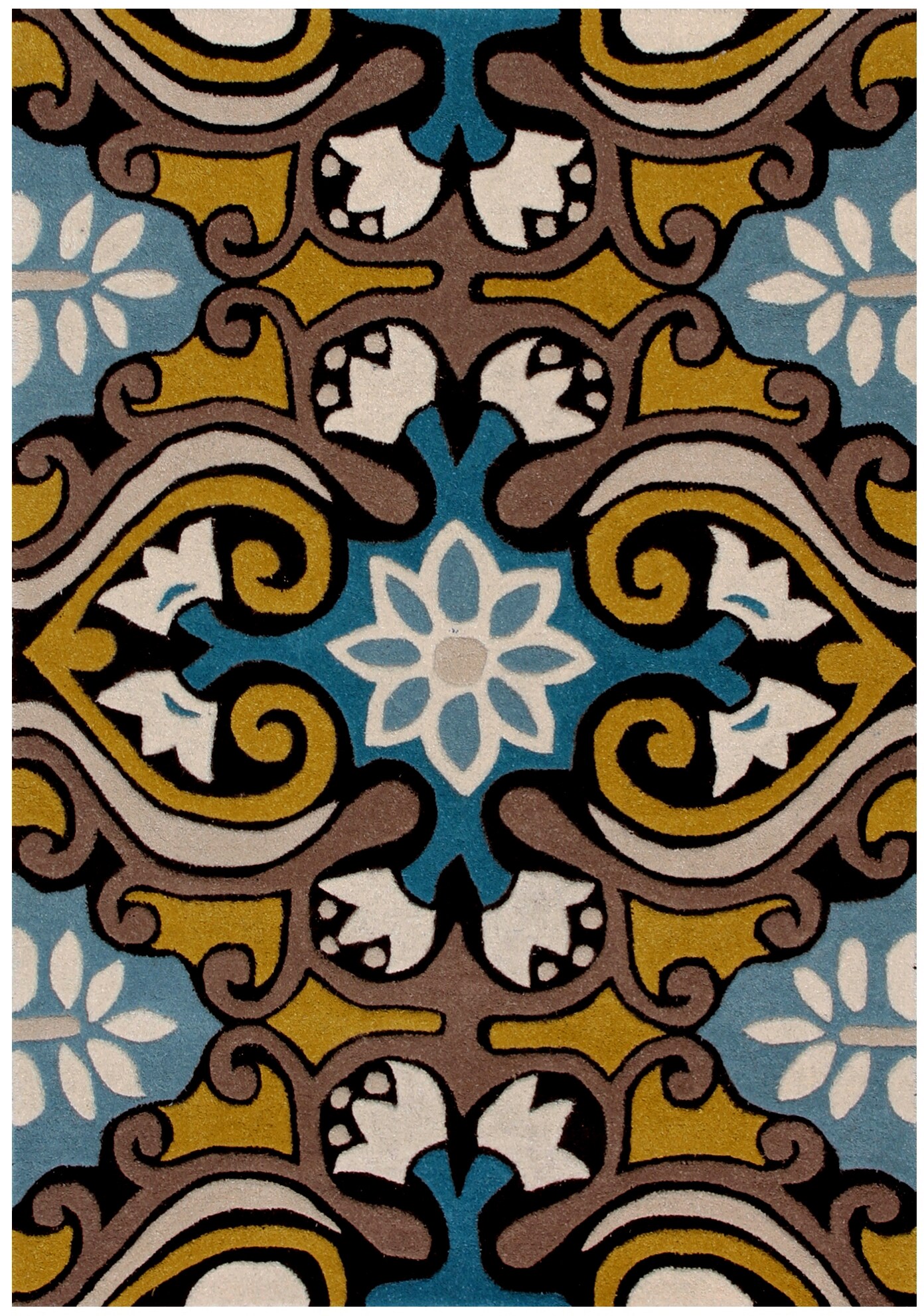 Wyndham Blue and Multi Wool 4' x 6' Hand-Tufted Area Rug