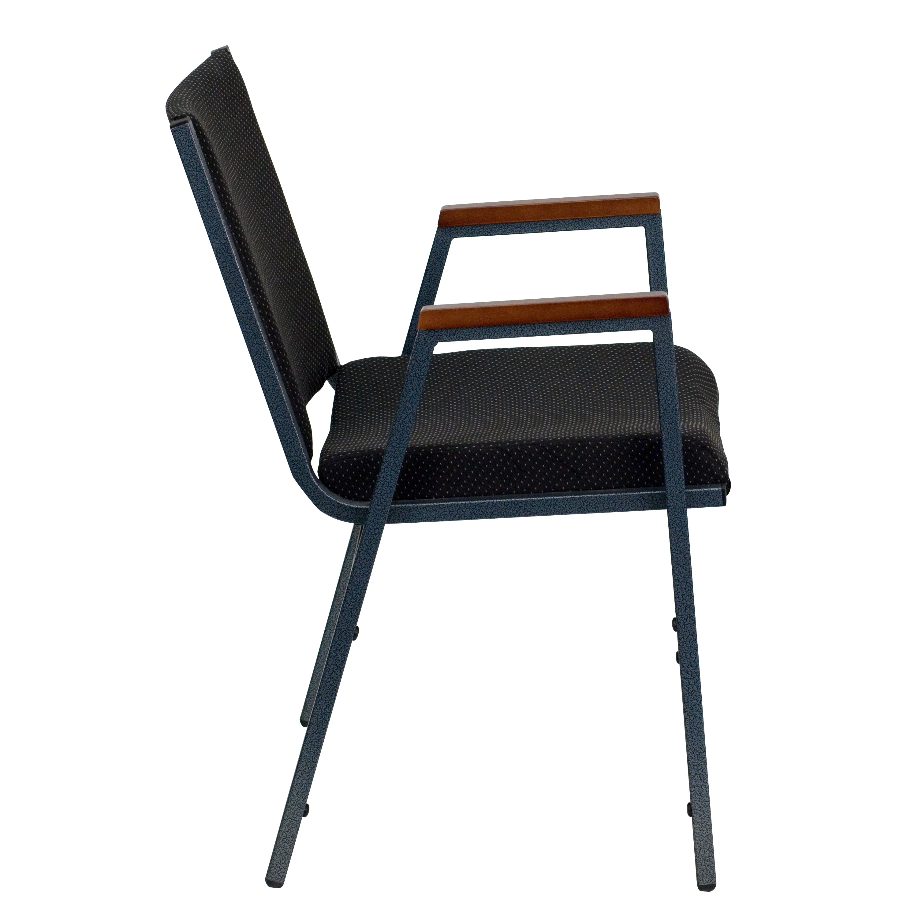 Hercules Series 31'' Heavy Duty Black Fabric Stack Chair with Silver Frame