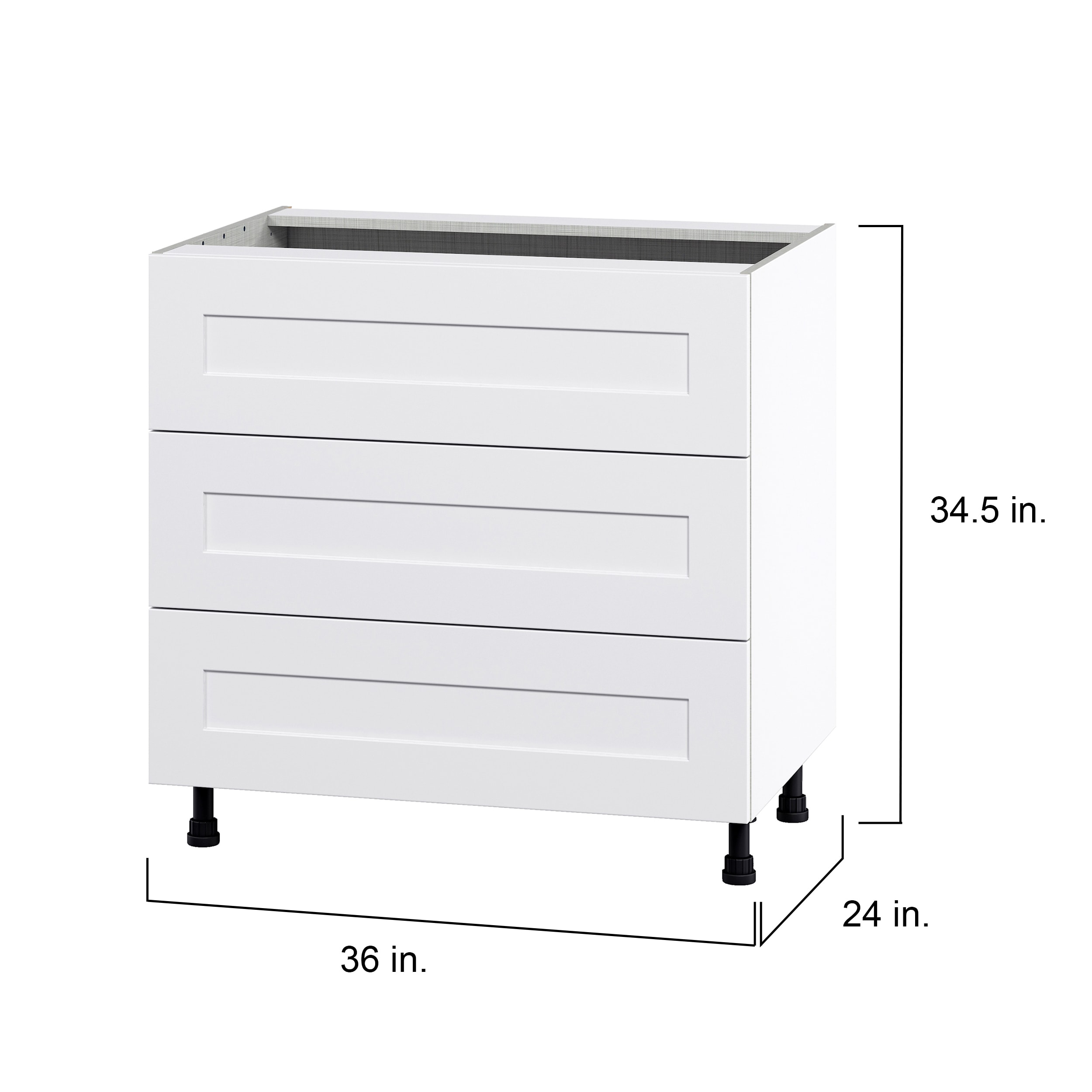 Hugo&Borg Jolie 36-in W x 34.5-in H x 24-in D Warm White 4-Drawer Base Fully Assembled Cabinet
