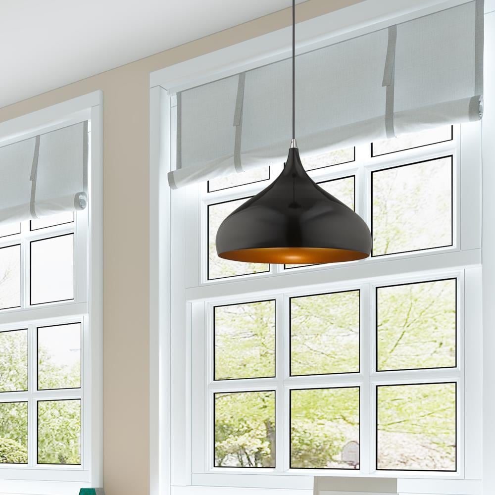 Shiny Black and Gold Mini Pendant Light