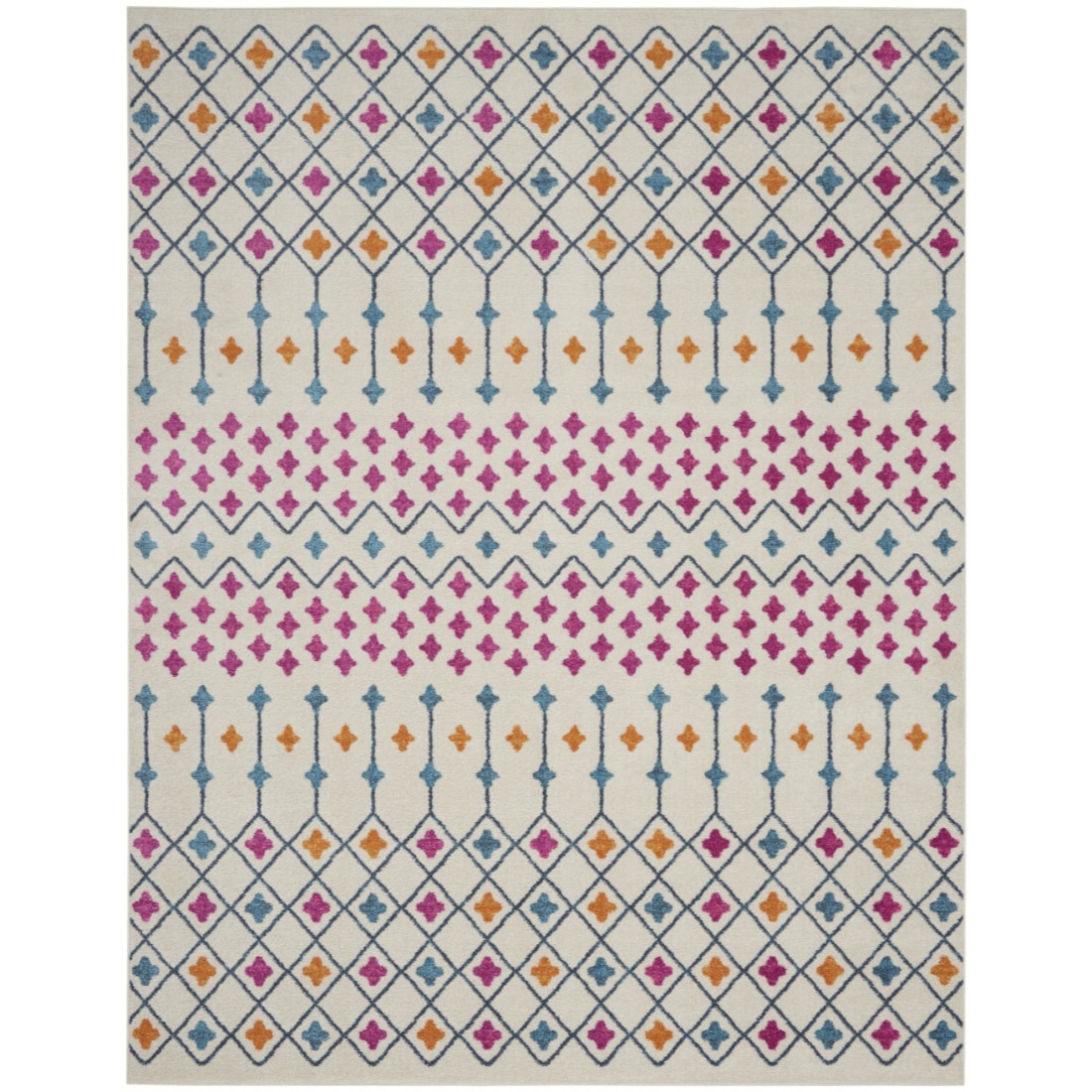 HomeRoots 4000385792 8 x 10 (ft) Polypropylene Ivory Multi Rectangular Indoor Geometric Area rug