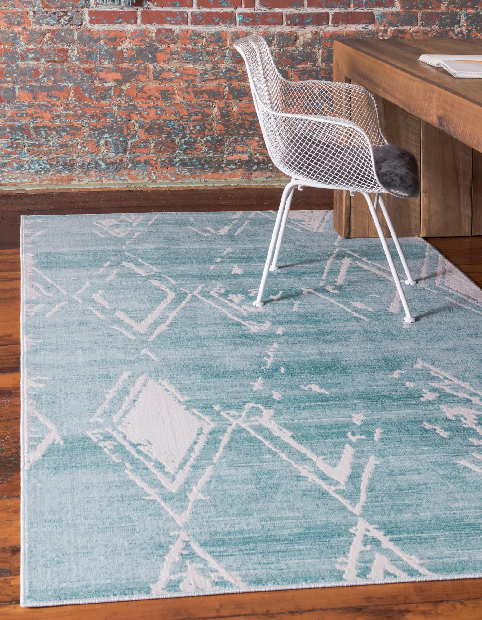 Unique Loom 3186869 Jill Zarin Uptown 2 x 3 (ft) Loomed Polypropylene Turquoise Rectangular Indoor Trellis Coastal Area rug