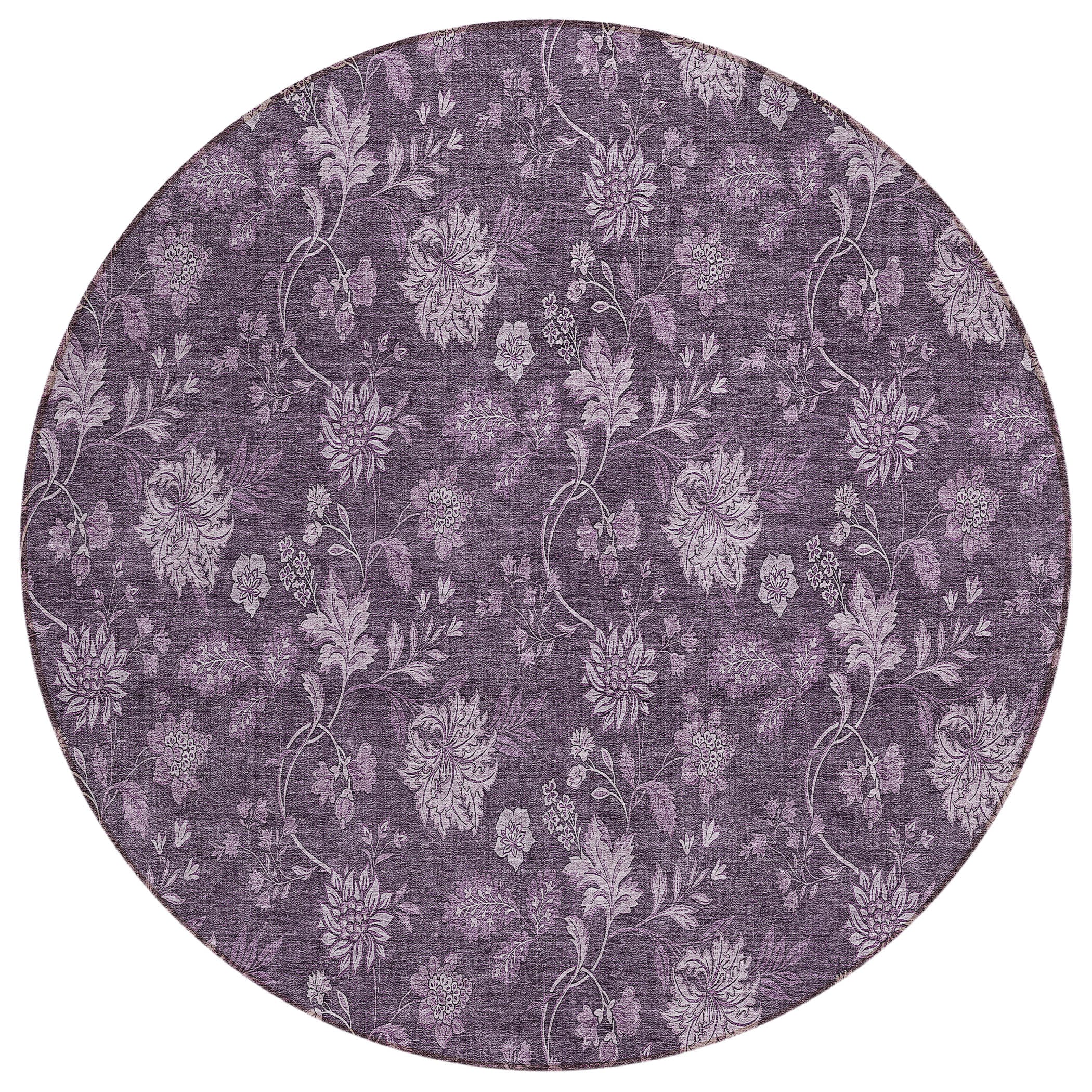 Addison Rugs ACN680PM8RO Chantille ACN680PM 8 x 8 (ft) Polyester Plum Round Indoor/Outdoor Geometric Machine washable Area rug