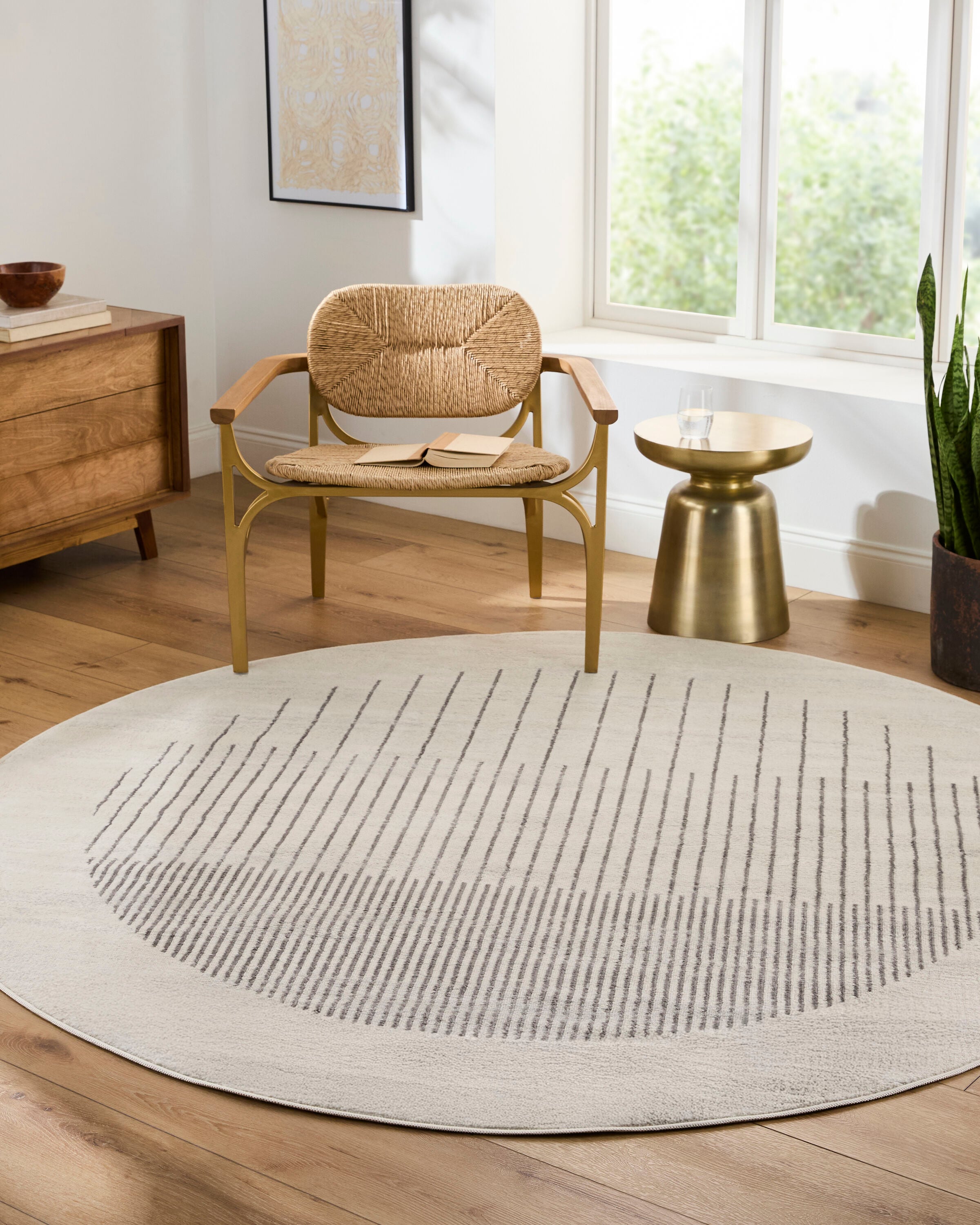 Livabliss FSA2368-710RD Floransa 8 x 8 (ft) Flatweave Light Gray Round Indoor Geometric Pet Friendly Area rug