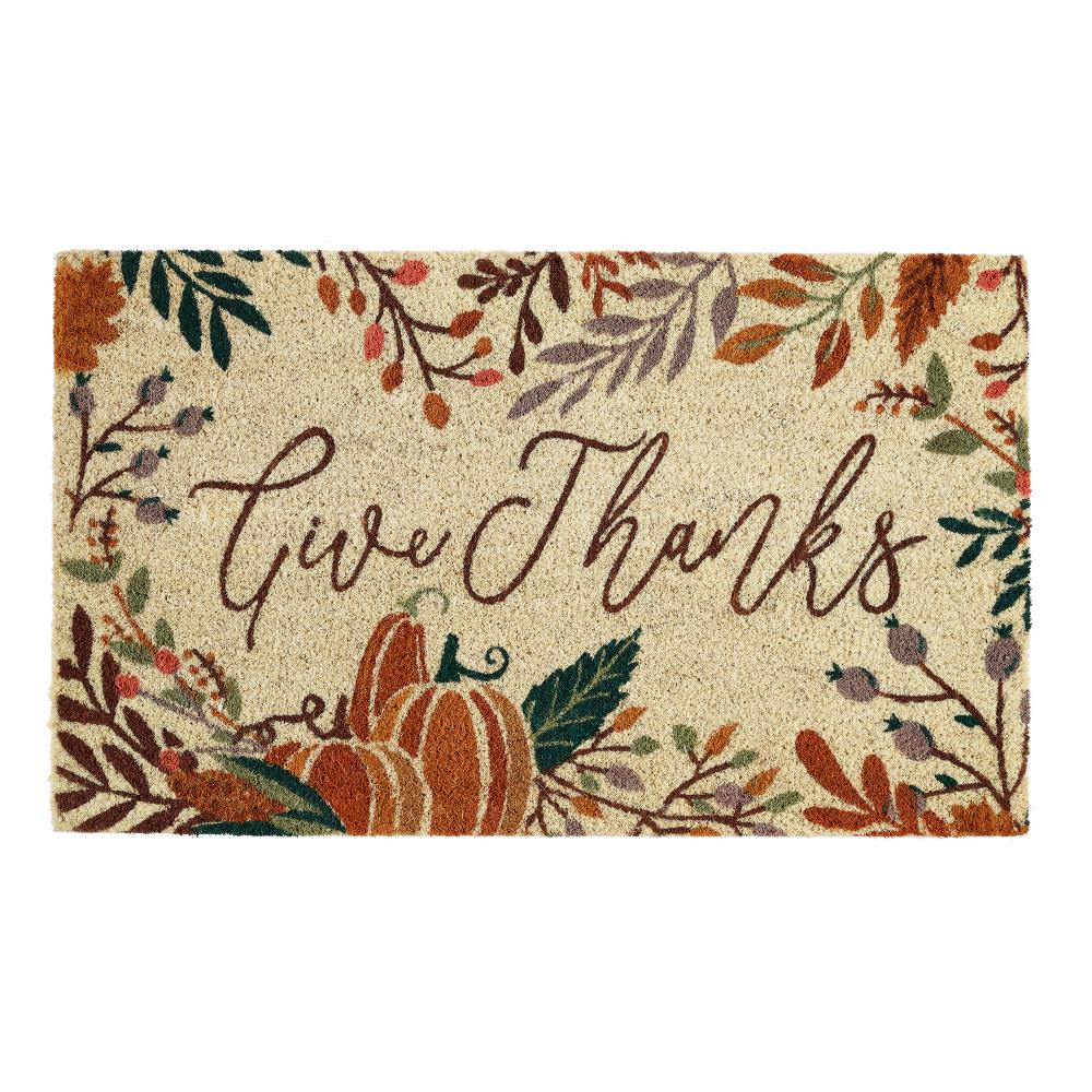 DII CAMZ11895 2-ft x 3-ft Give thanks Coir/Vinyl Rectangular Indoor or outdoor Decorative Fall Door mat