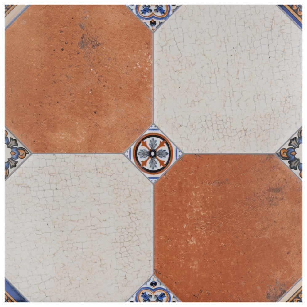Affinity Tile S1FEM13MNM Sample - Manises Decor Mix 13-in x 13-in Multi-finish Porcelain Patterned Floor and Wall Tile