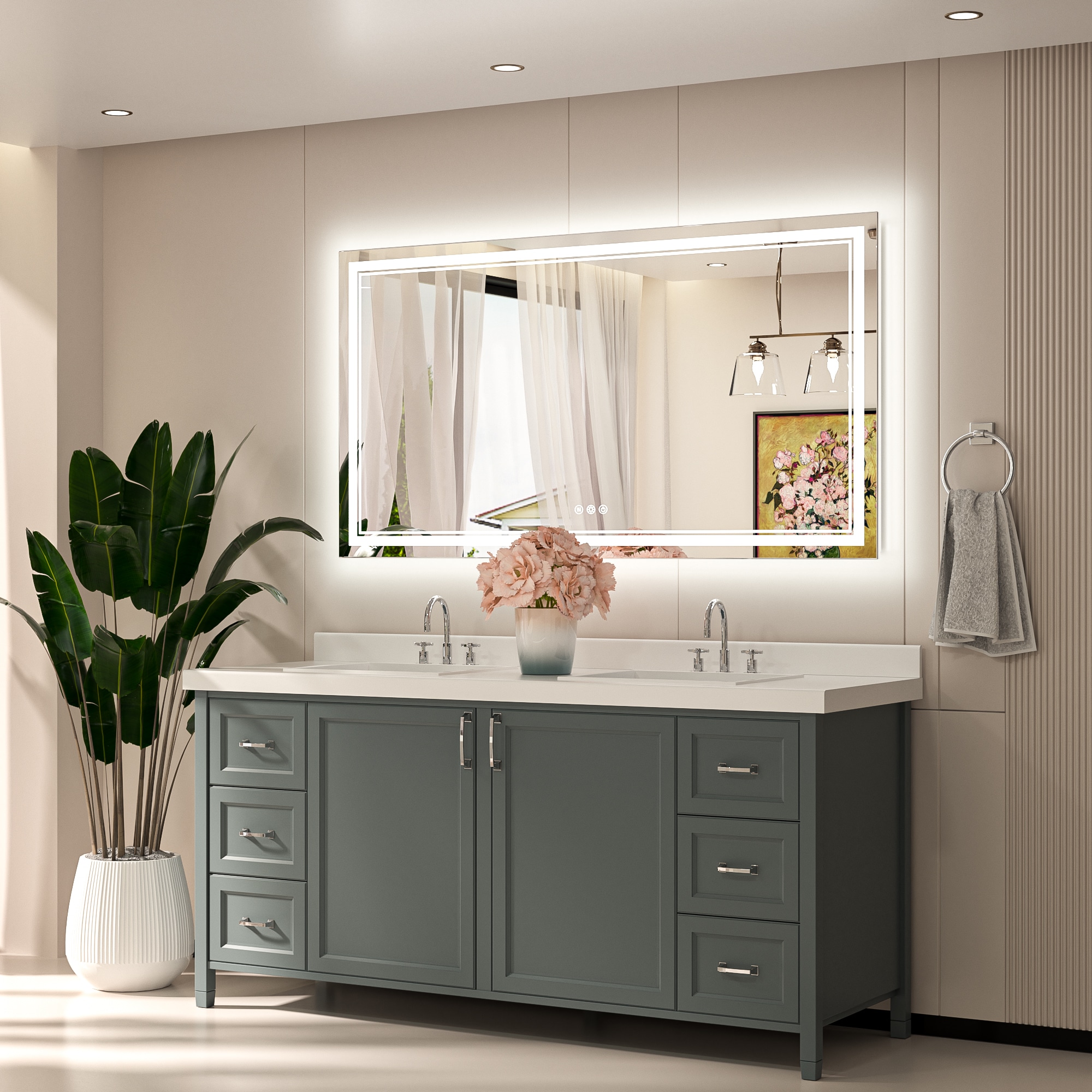 Keonjinn LW-JZ-ZBGSSW-13976 Framed-Bath-Mirrors - View #2