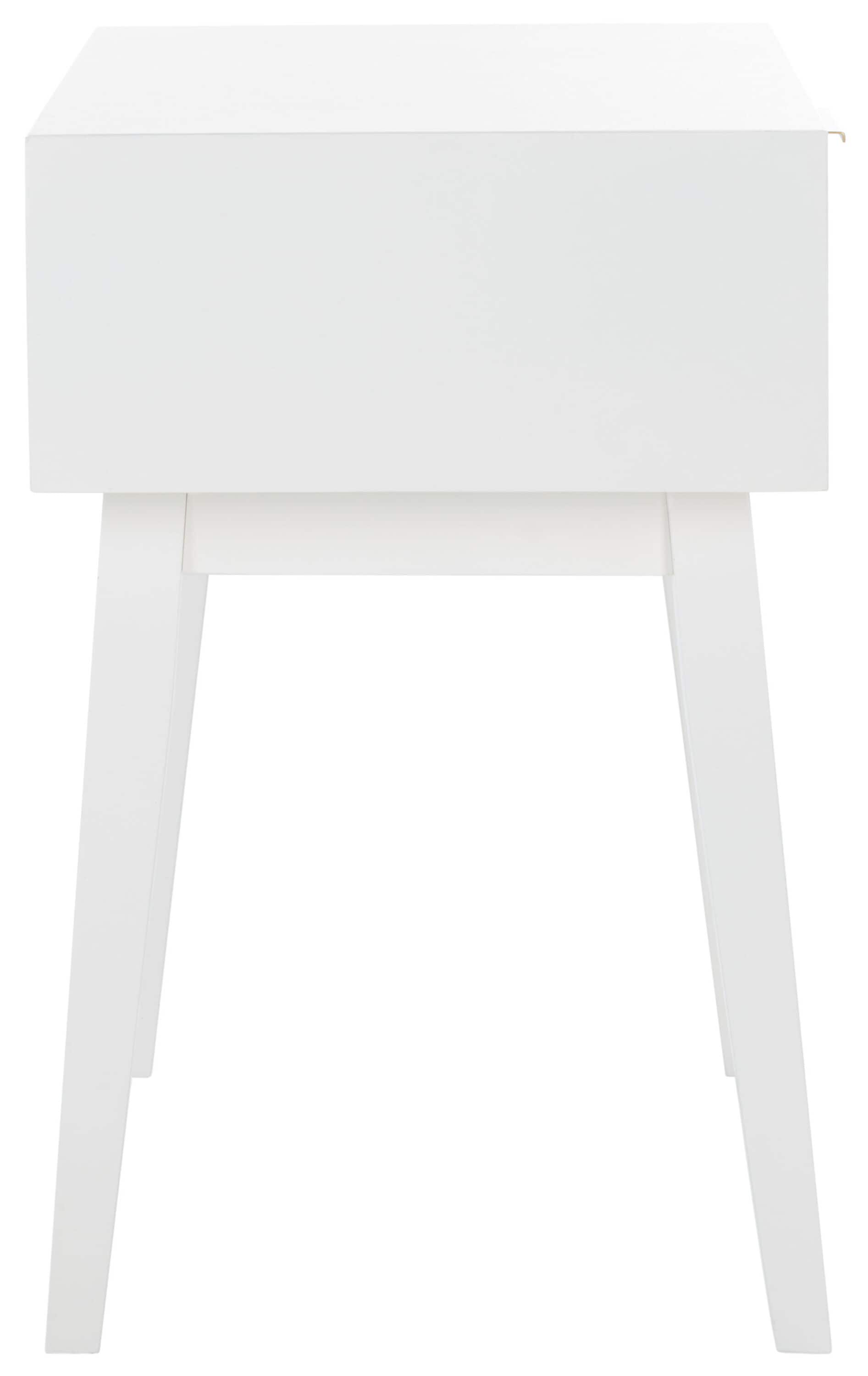 White Wood and Metal Retro Accent Table with Storage
