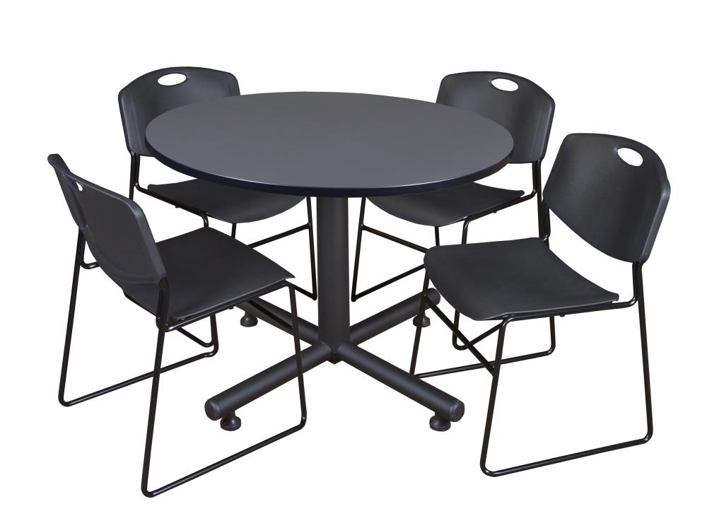 Regency TKB48RNDGY44BK Breakroom Gray 4-Person Training Table (48-in W x 29-in H)