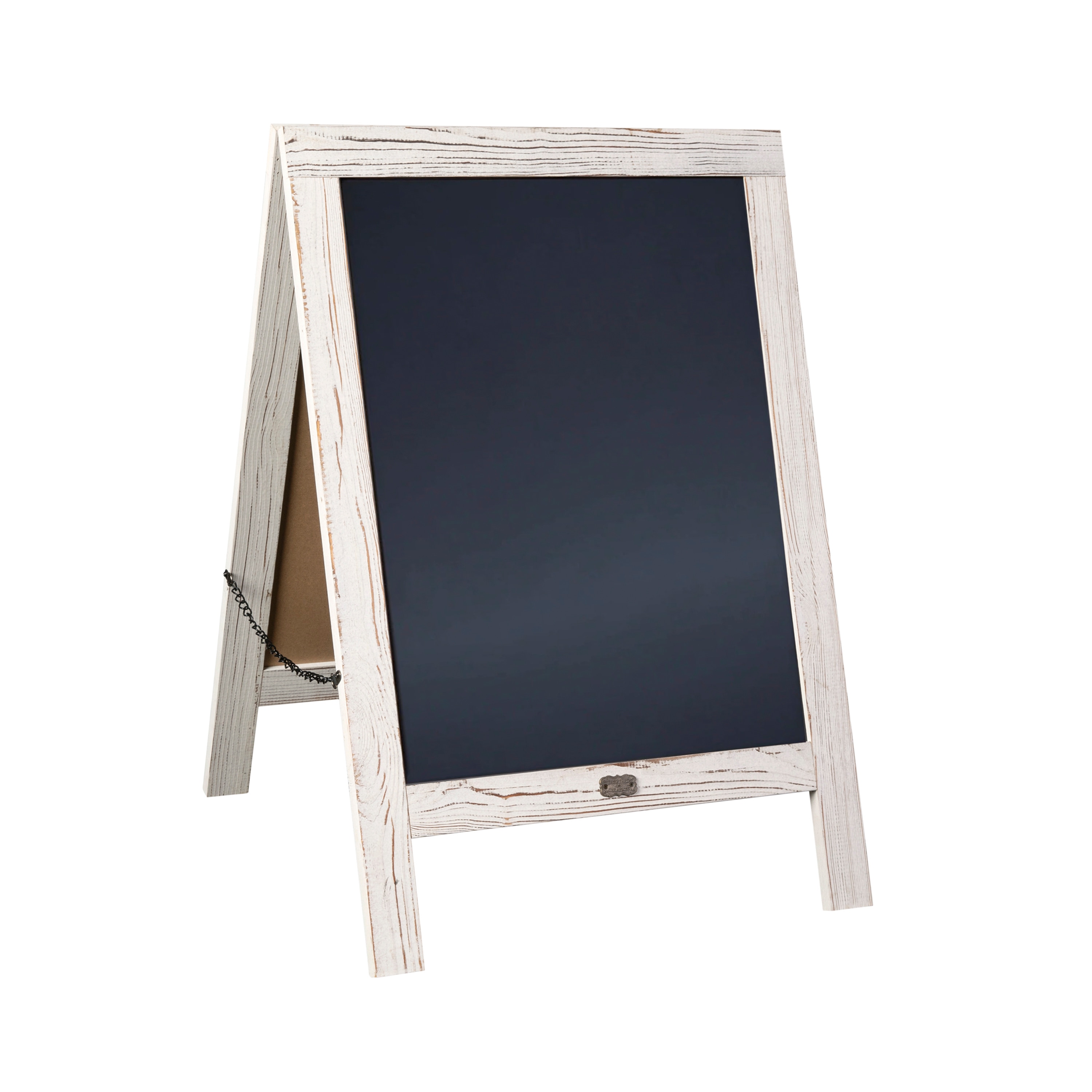 Flash Furniture 196861080098 Canterbury 30-in x 20-in Vintage Wooden A-Frame Magnetic Indoor/Outdoor Chalkboard Sign; Freestanding Double Sided Extra Large Message Board; White Wash