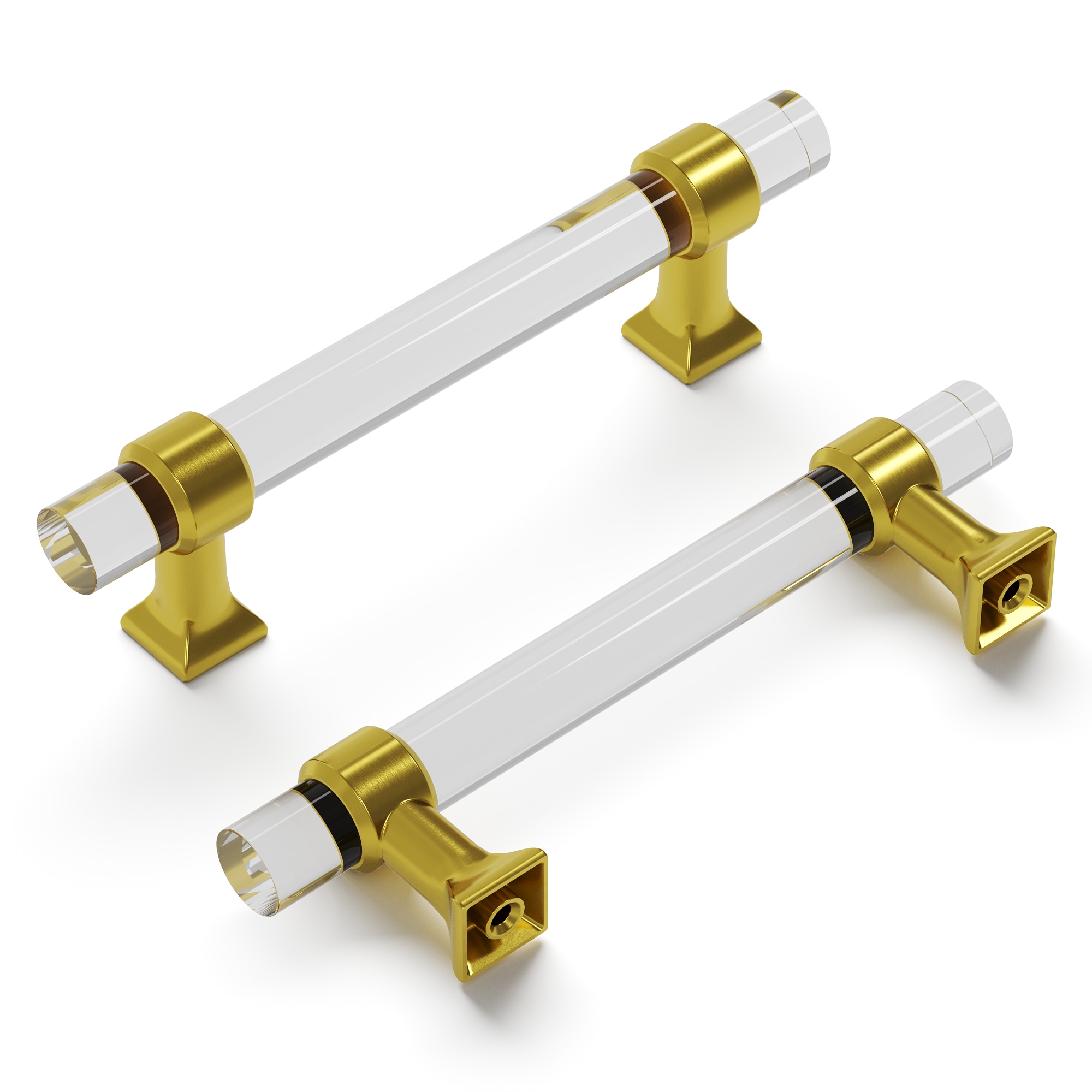 Hickory Hardware H079518-CABGB Crystal Palace 3-3/4-in , 96mm Center to Center Crysacrylic with Brushed Golden Brass Rectangular Bar Drawer Pulls