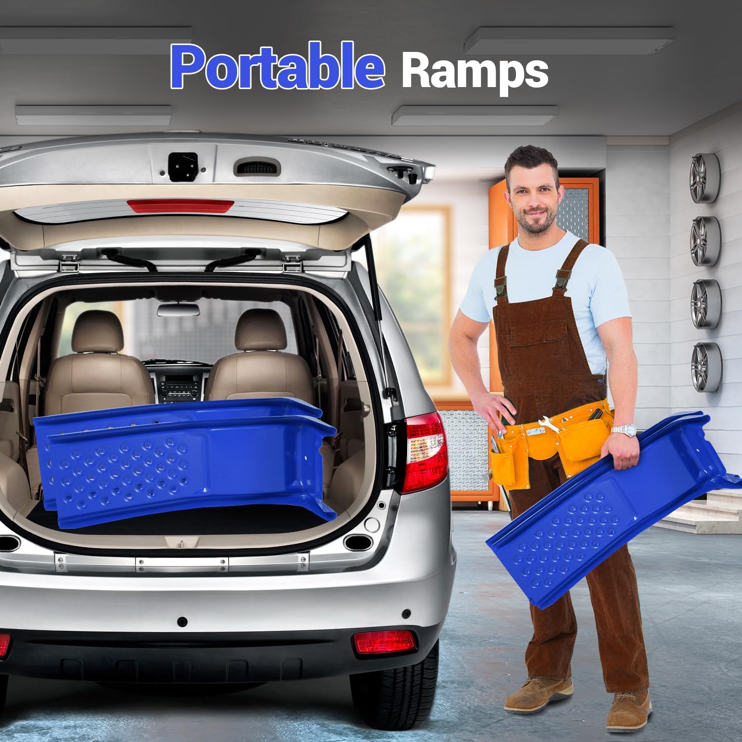 Garvee 8 in Heavy Duty Non-Slip Steel Car Ramp Pair 2000 LBS Capacity ...