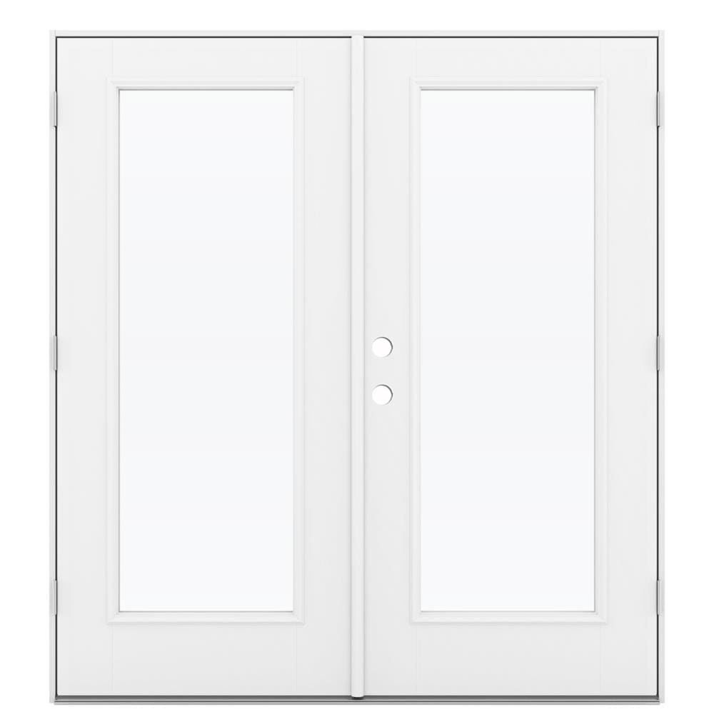 72-in x 80-in Tempered Primed Fiberglass Left-Hand Outswing French Patio Door in Off-White | - JELD-WEN JW235000039
