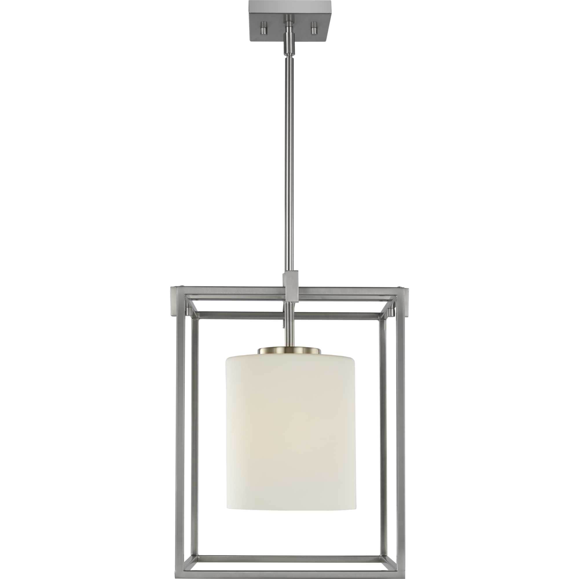 Chadwick Brushed Nickel Mini-Pendant with Opal Glass Shade
