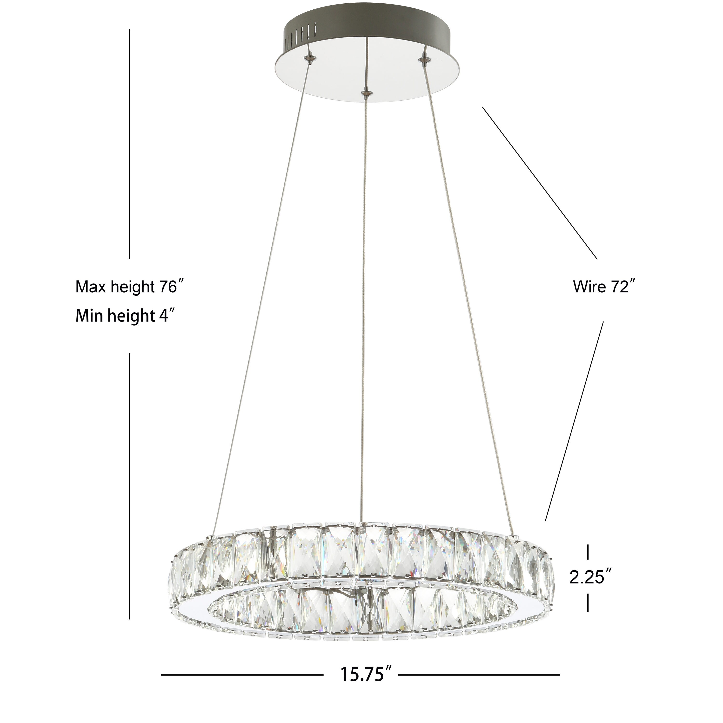 Elegant Chrome Crystal Ring LED Chandelier 15.75" Flush Mount
