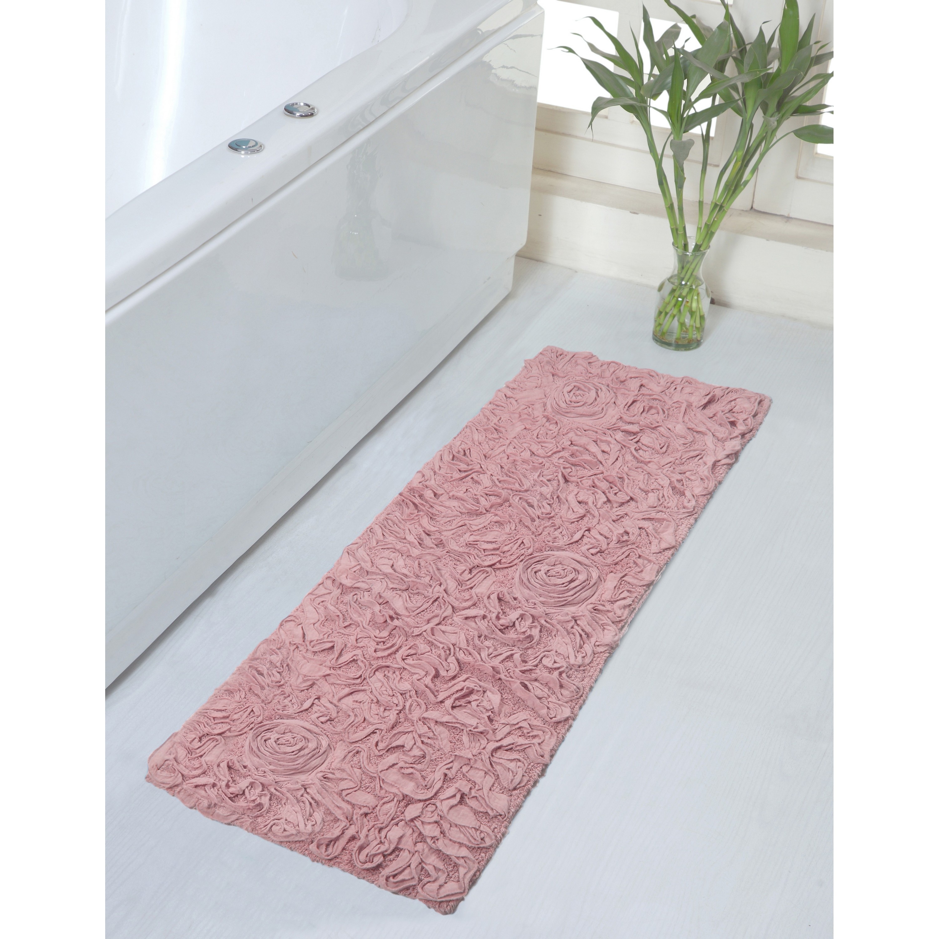 Home Weavers BBE2154PI Bell Flower 21-Inches x 54-Inches Pink Cotton Bath runner