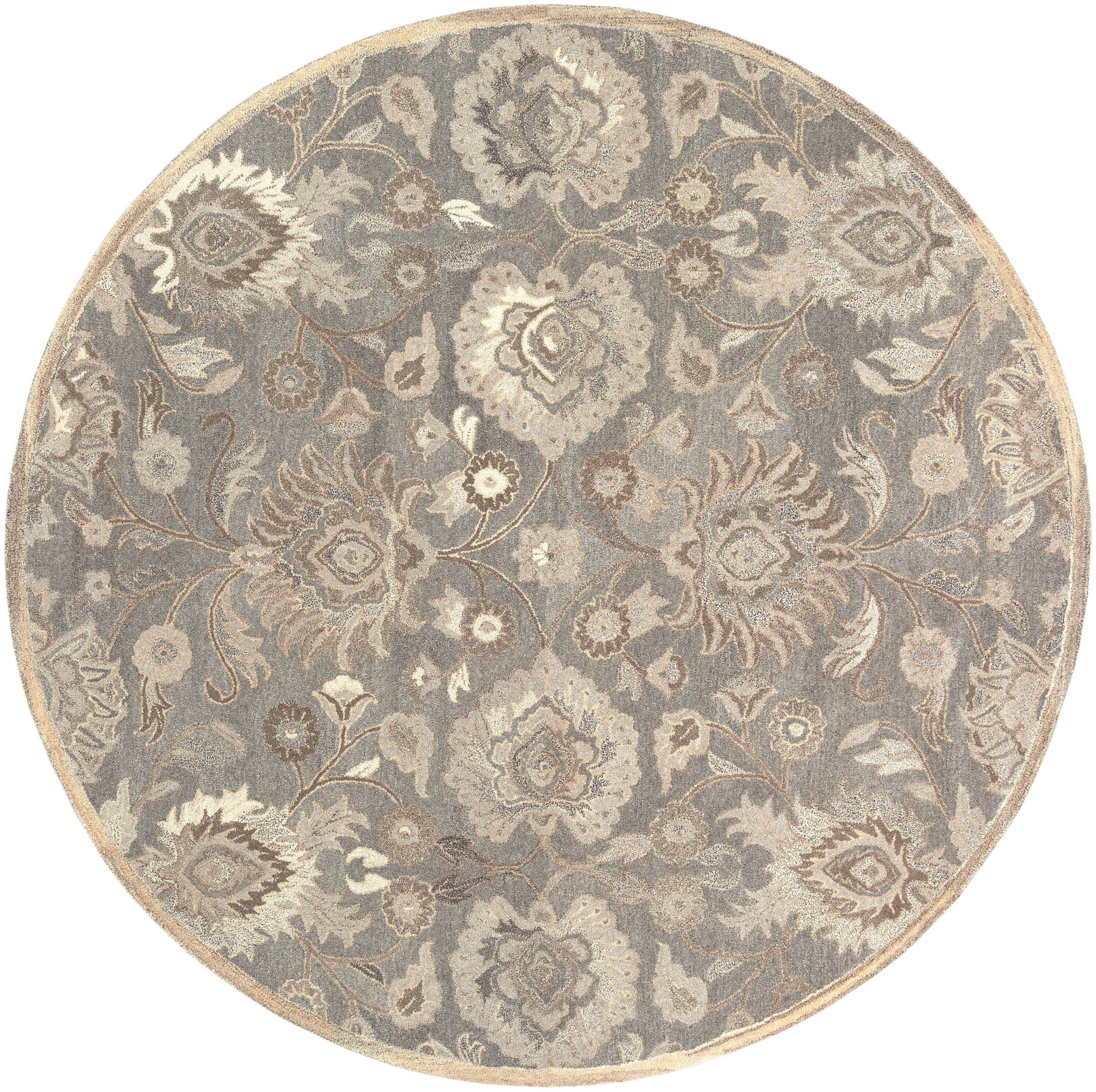 Livabliss CAE1195-8RD Caesar 8 x 8 (ft) Tufted Wool Taupe Round Indoor Medallion Oriental Area rug