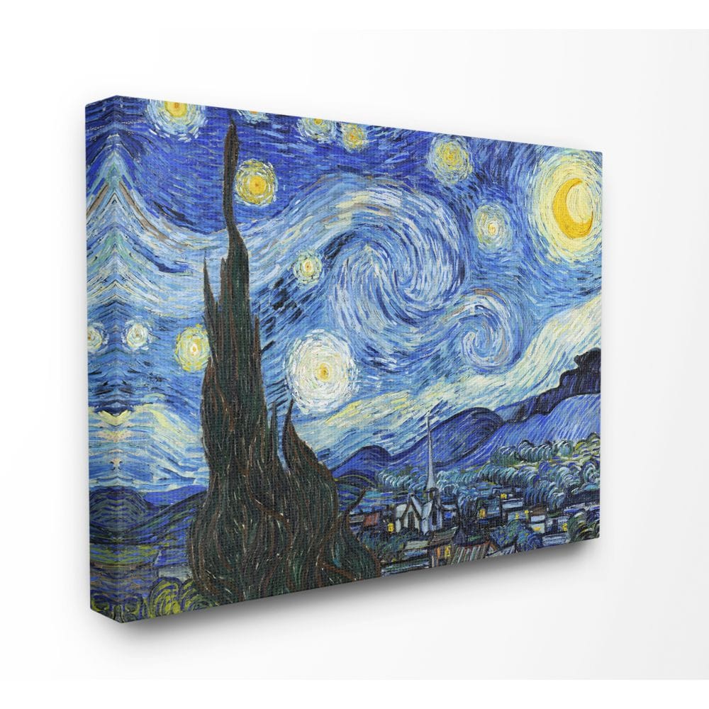 Stupell Industries CCP-375-CN-36X48 Van Gogh Starry Night Post Impressionist Painting Vincent Van Gogh Gallery Wrapped Canvas 48-Inches H x 36-Inches W Abstract Canvas Print