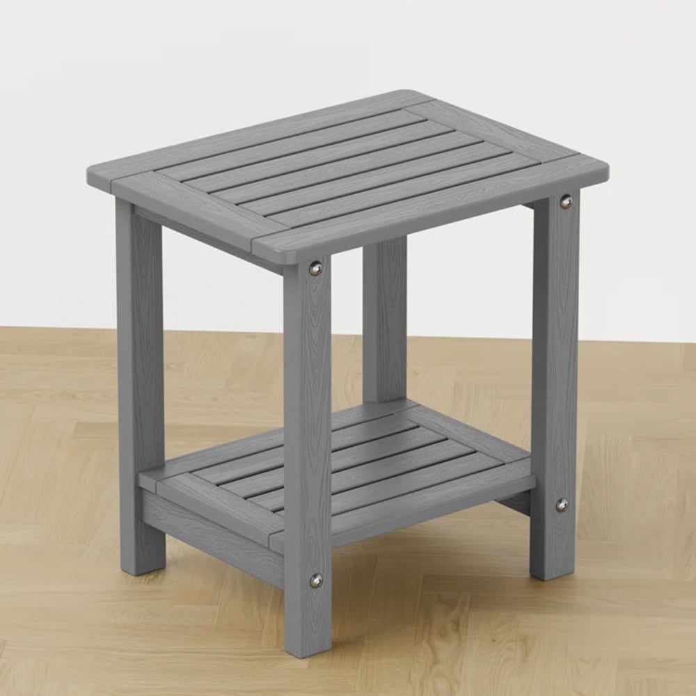 WINSOON YD8002 Grey Double Layer Patio Side Table Square Outdoor End Table 12.59-in W x 16.14-in L