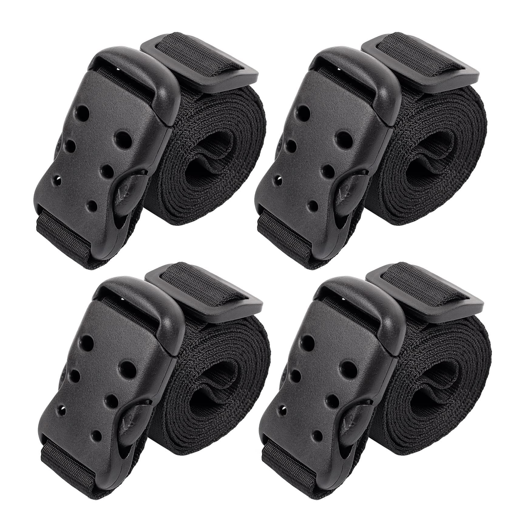 Phewnyzo Utility Straps with Buckles 48 Inch Quick Release Adjustable Nylon Straps Black 4 Pack for Packing Compression and Travel #LPW0827W1189