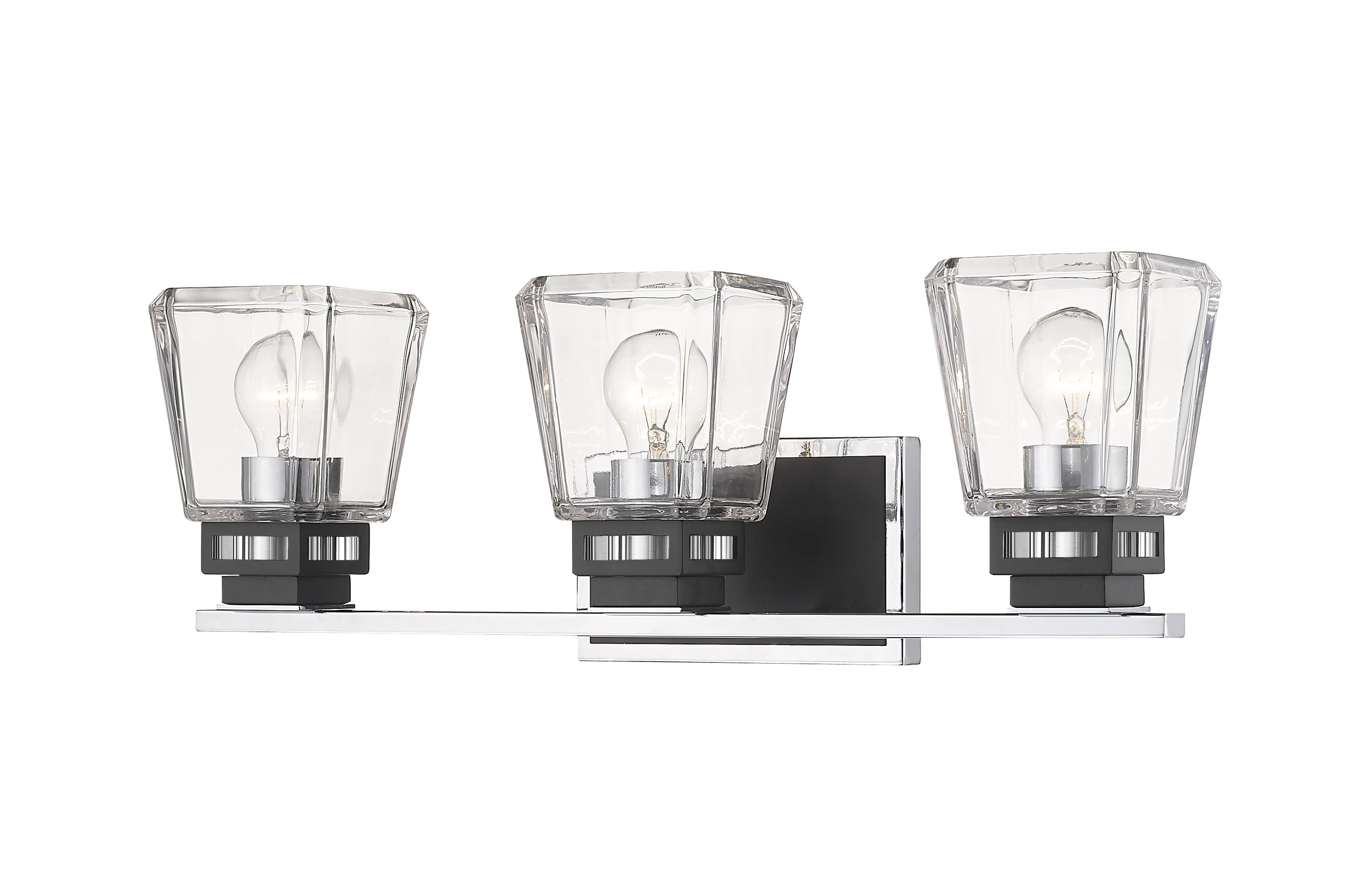 Z-Lite 474-3V-CH-MB Jackson 23.5-in 3-Light Chrome + Matte Black Transitional Vanity Light