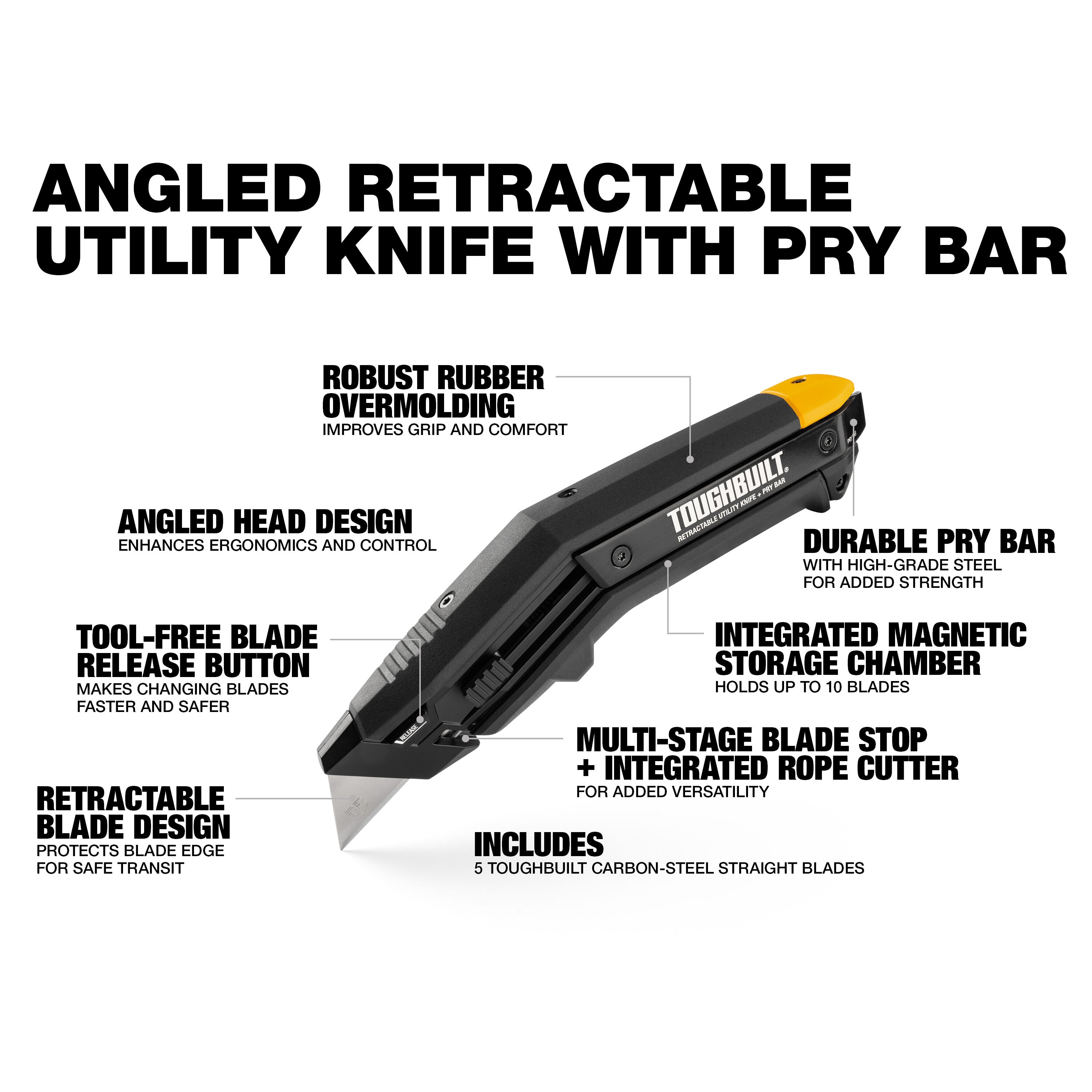 TOUGHBUILT 5-in Micro-serrated Open Handle Spring Assisted