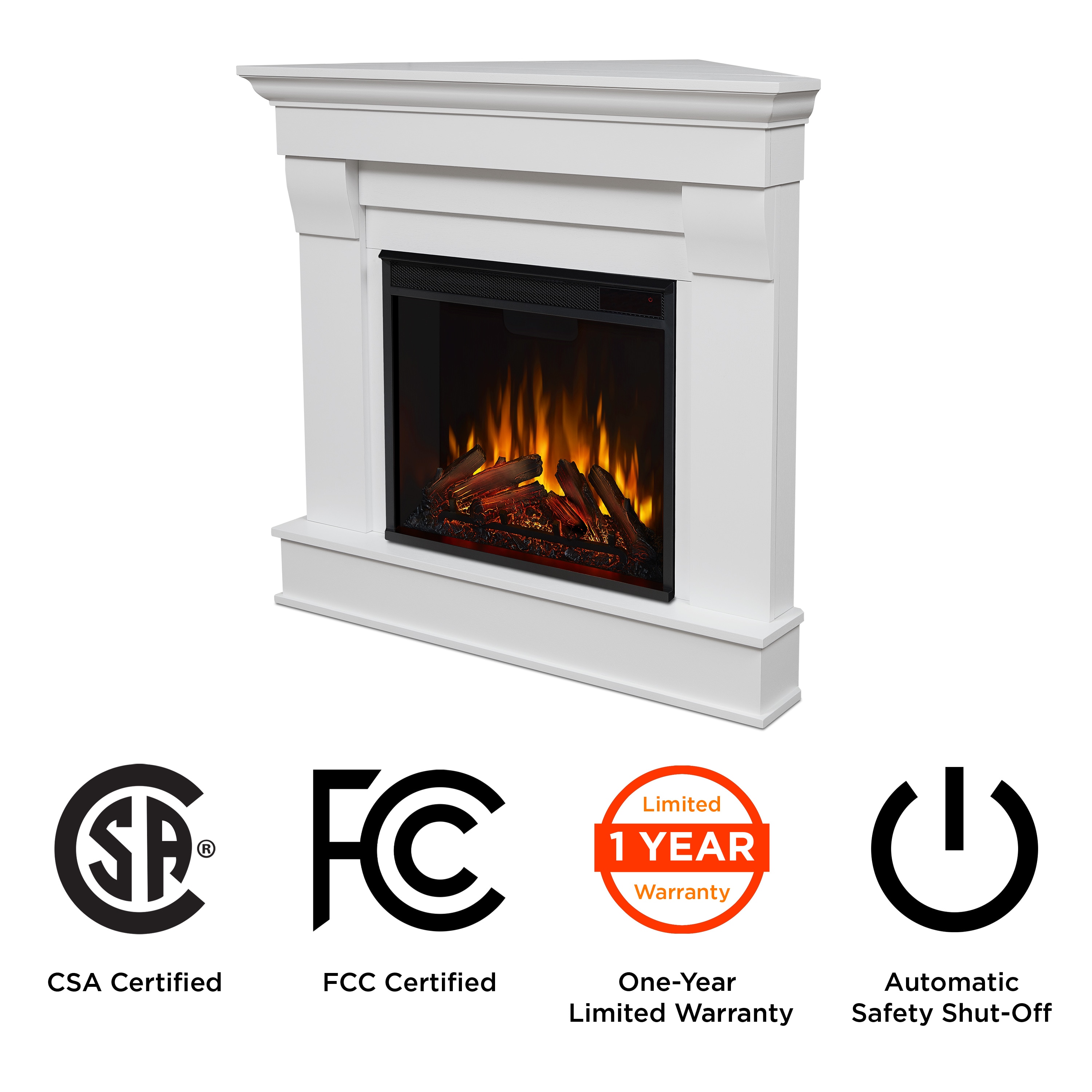 Chateau 41" White Electric Fireplace with Classic Mantel