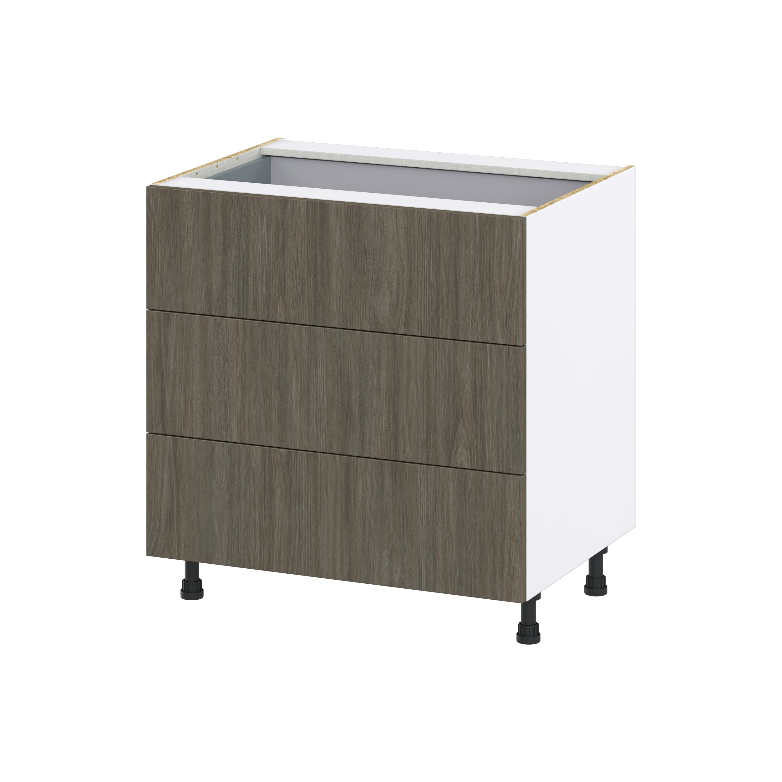 Hugo&Borg Savane 33-in W x 34.5-in H x 24-in D Textmel 3-Drawer Base Fully Assembled Cabinet (Flat Panel Style)