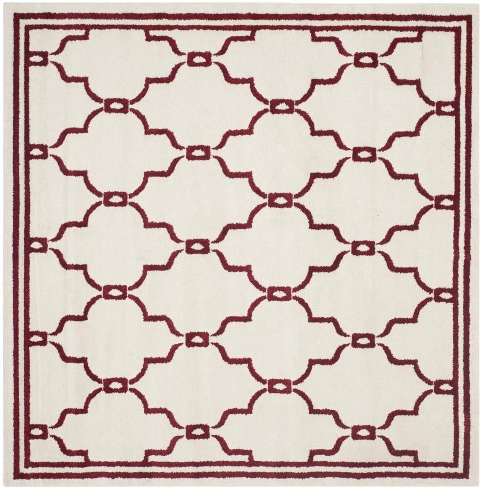 Safavieh AMT414H-7SQ Marion 7 x 7 (ft) Loomed Polypropylene Ivory/Red Square Indoor/Outdoor Trellis Area rug
