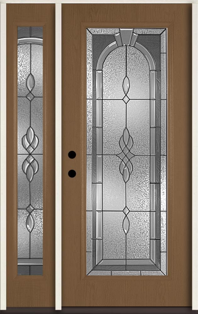 RELIABILT LO911184 Hampton 48-in x 80-in x 4-9/16-in Fiberglass Full lite Right-hand inswing Woodhaven Stained Prehung Front Door with Right Sidelight Insulating core
