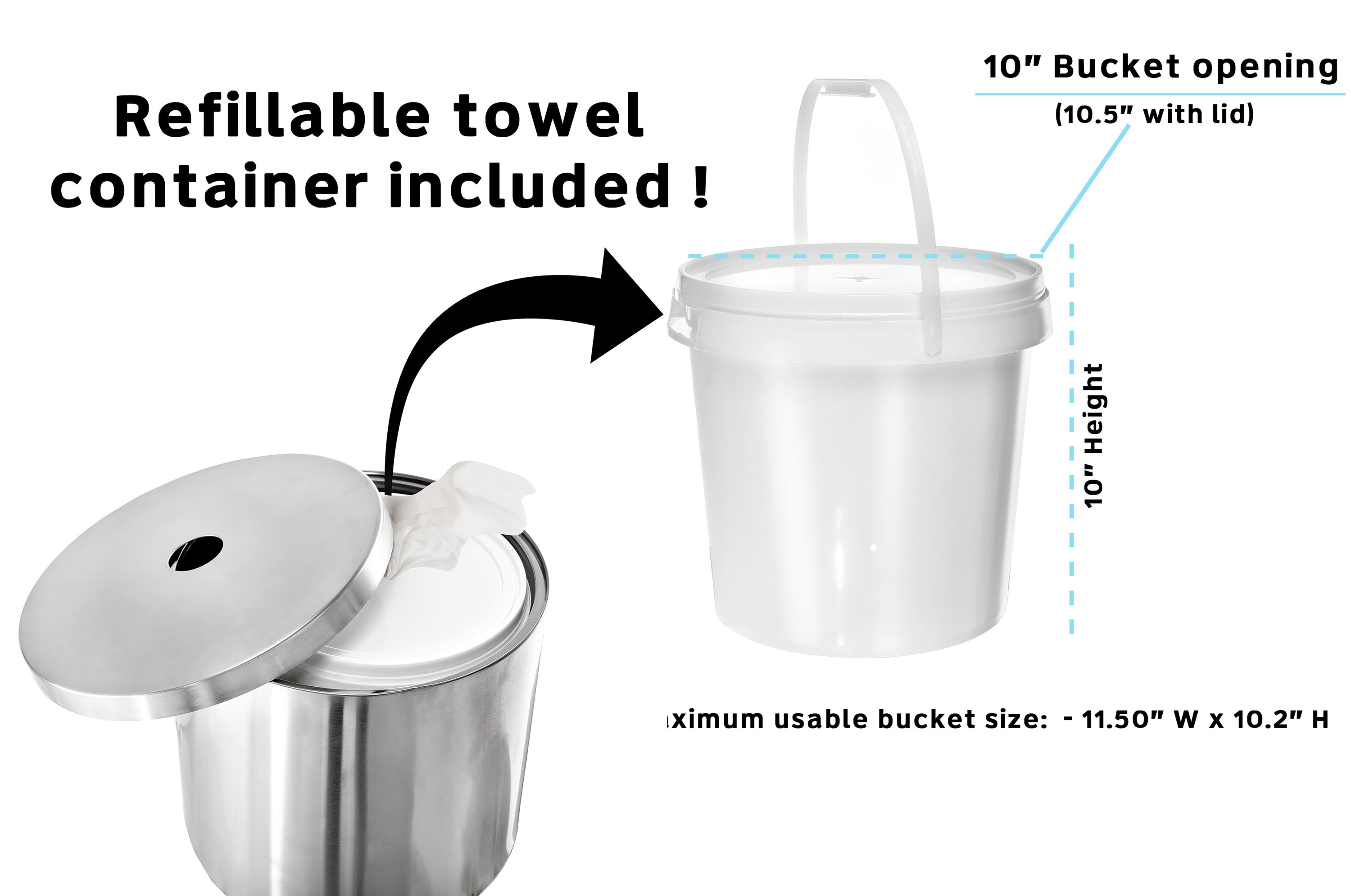 Alpine Industries Stainless Steel Built-in Gym Wipe Dispenser Trash Can