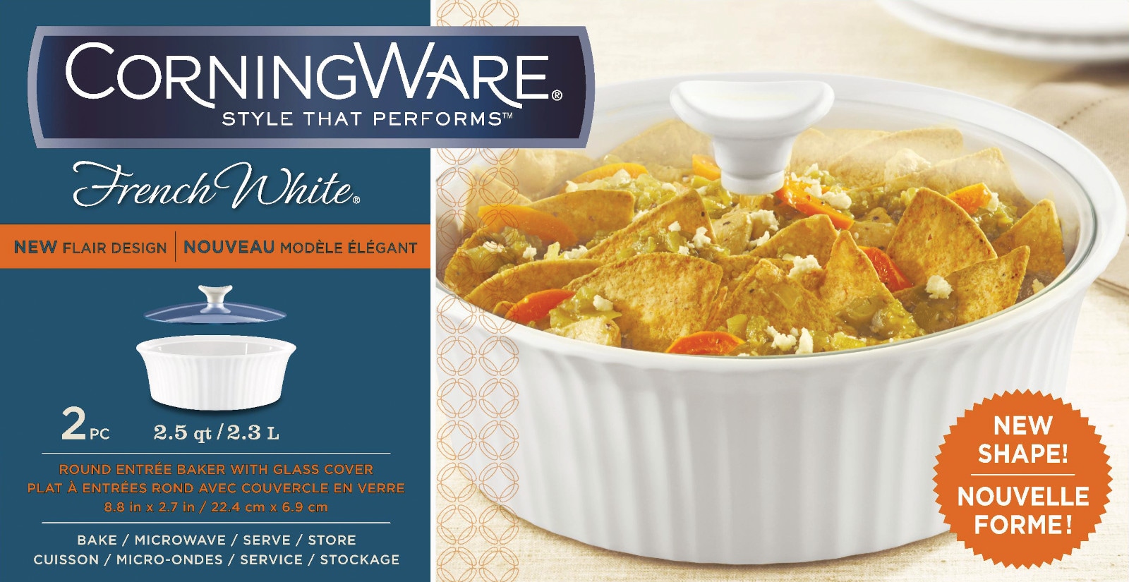 CorningWare 9.75 in x 7.75 in 1.5 qt Ceramic Casserole Dish