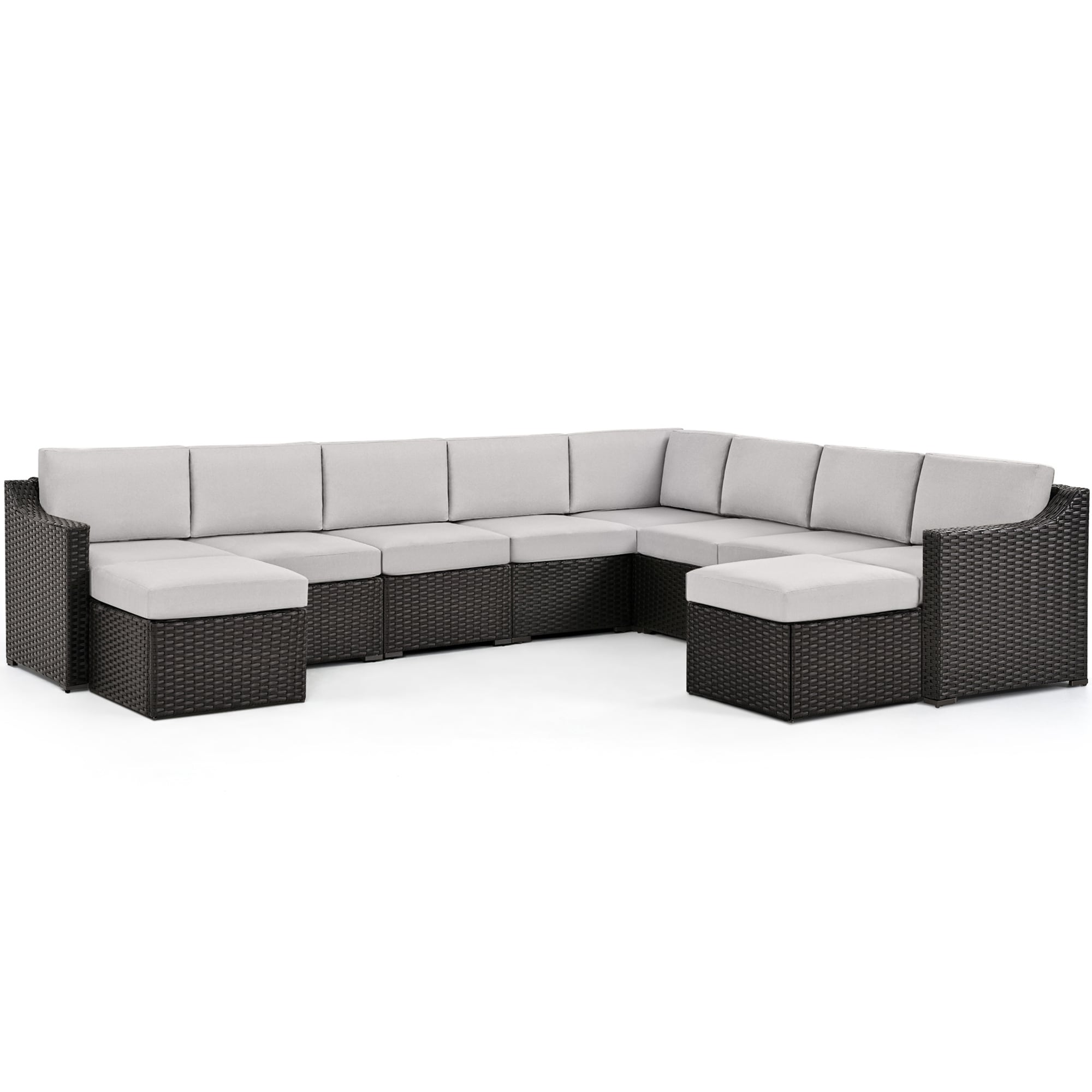 HPO-SF10-ZG-WL2 Wicker Outdoor Sectional with Brown Cushions and Iron Frame