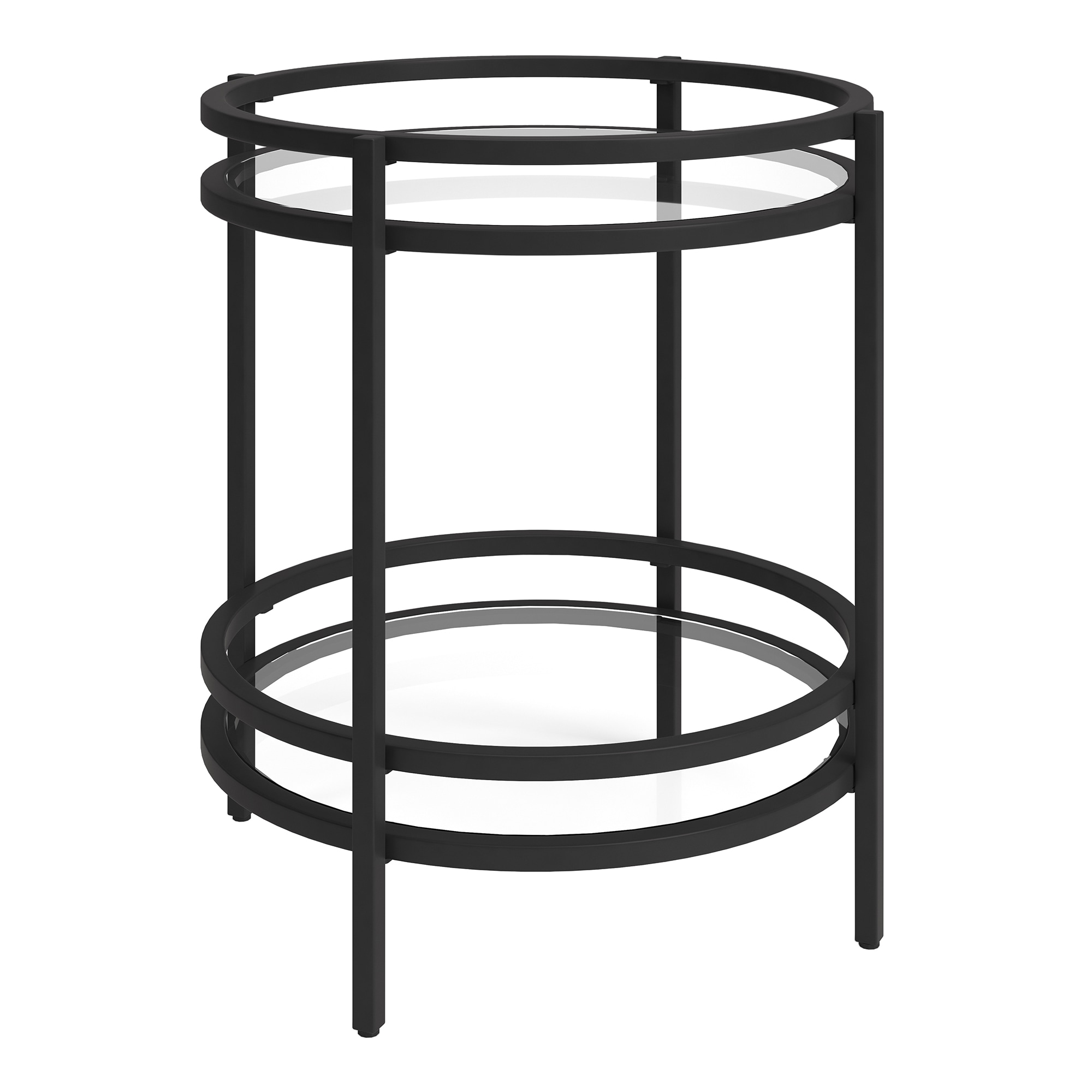 Modern Blackened Bronze 20" Round Metal & Glass Side Table