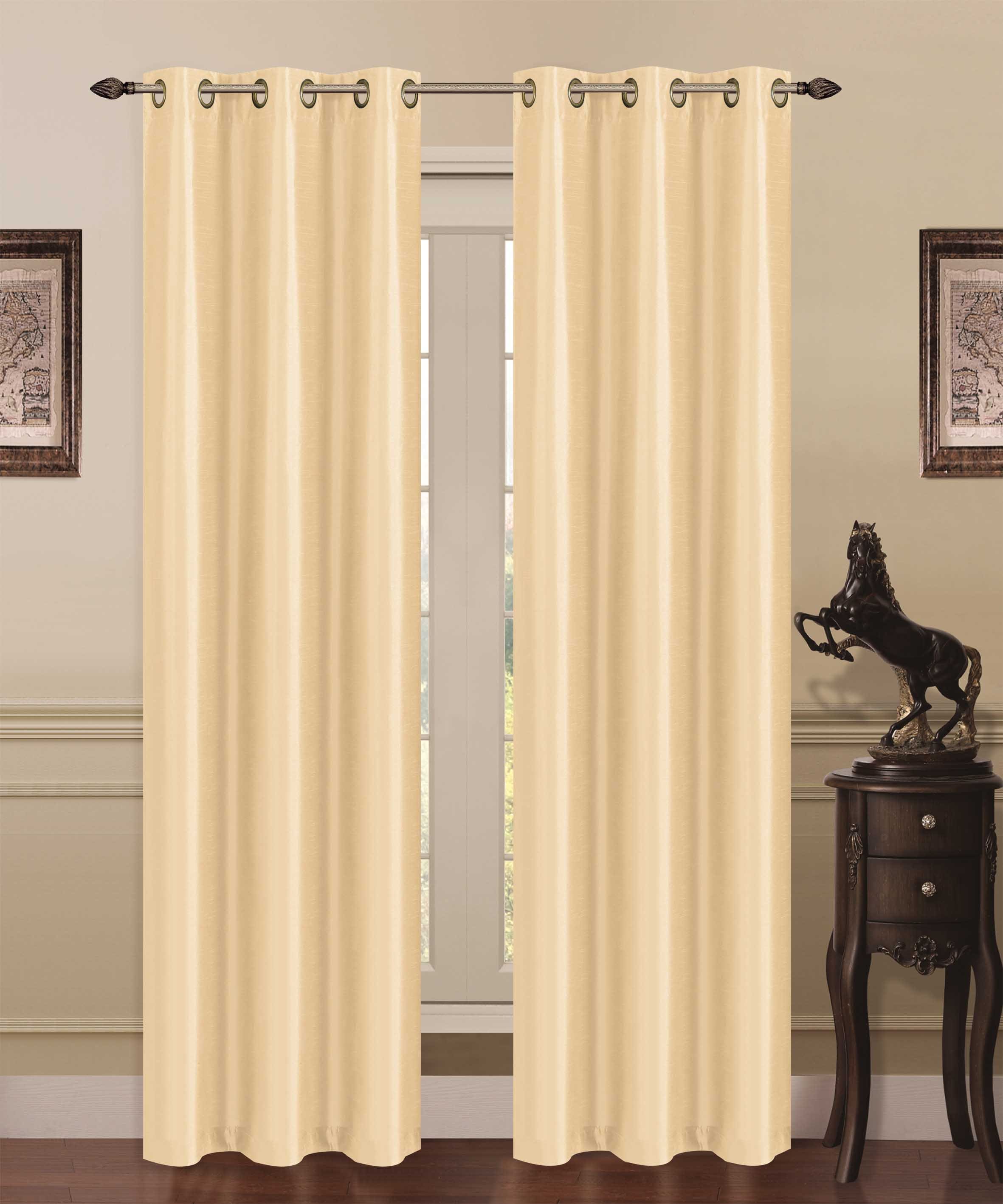 J&V TEXTILES MADONNA 63 BEIGE 63-Inches Outdoor Beige Blackout Standard lined Grommet Curtain panel pair