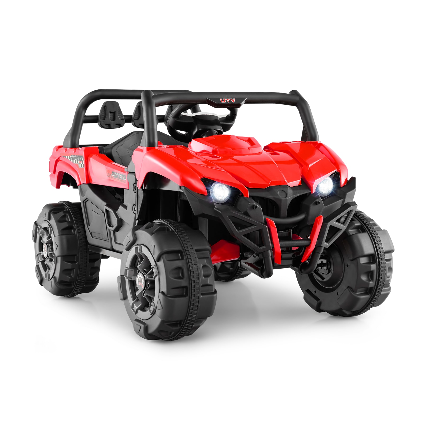 Slickblue D-CO-ER-SU96201QT 12V Red Kids Ride-On UTV Truck (Battery Included and Charger Included) with Remote Control Music Player and Rear Storage