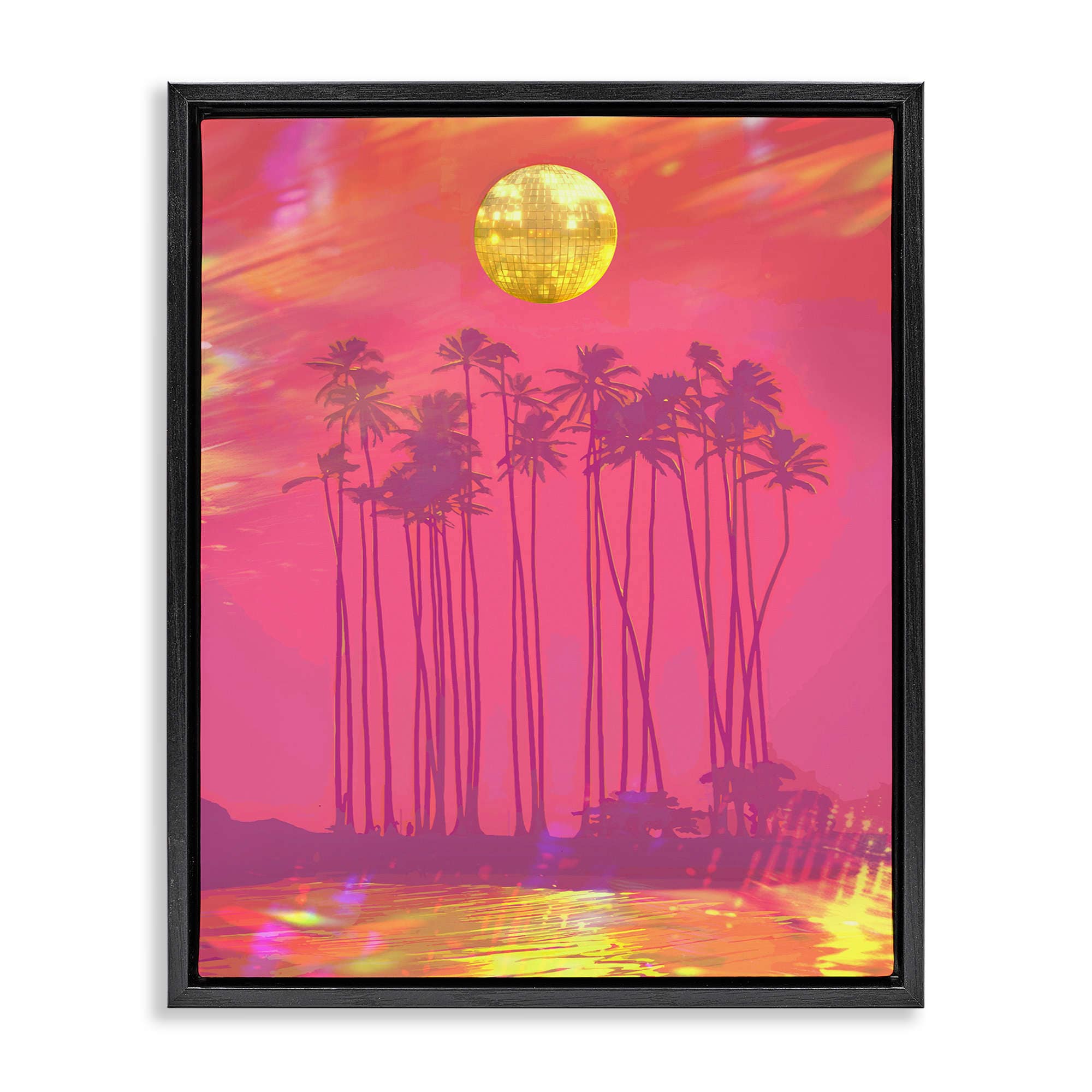 Stupell Industries BT-122-FFB-24X30 Disco Over Tropical Palms Floating Frame design by Lil' Rue