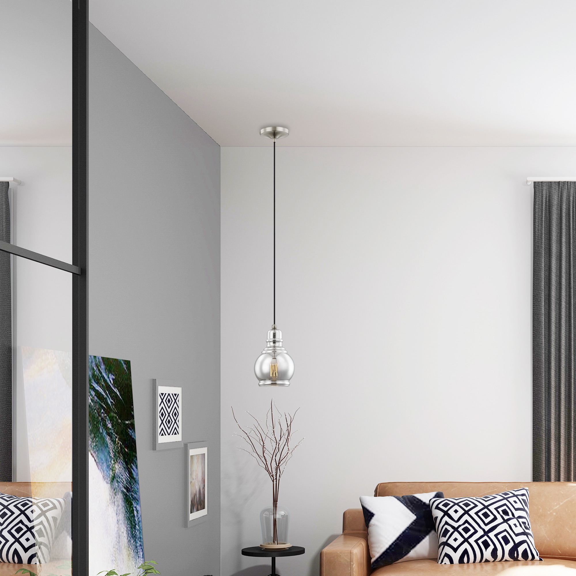 Elegant Brushed Nickel Mini-Pendant with Smoke Glass Shade