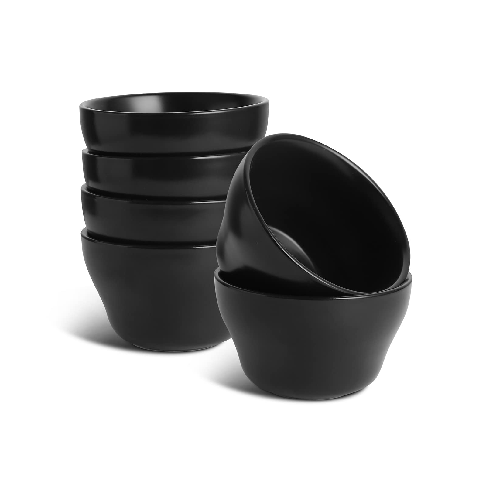 Aoibox  Stoneware Dessert Bowls 8 oz Set of 6 Small Bowls for Soup Dip Microwave and Dishwasher Safe Black